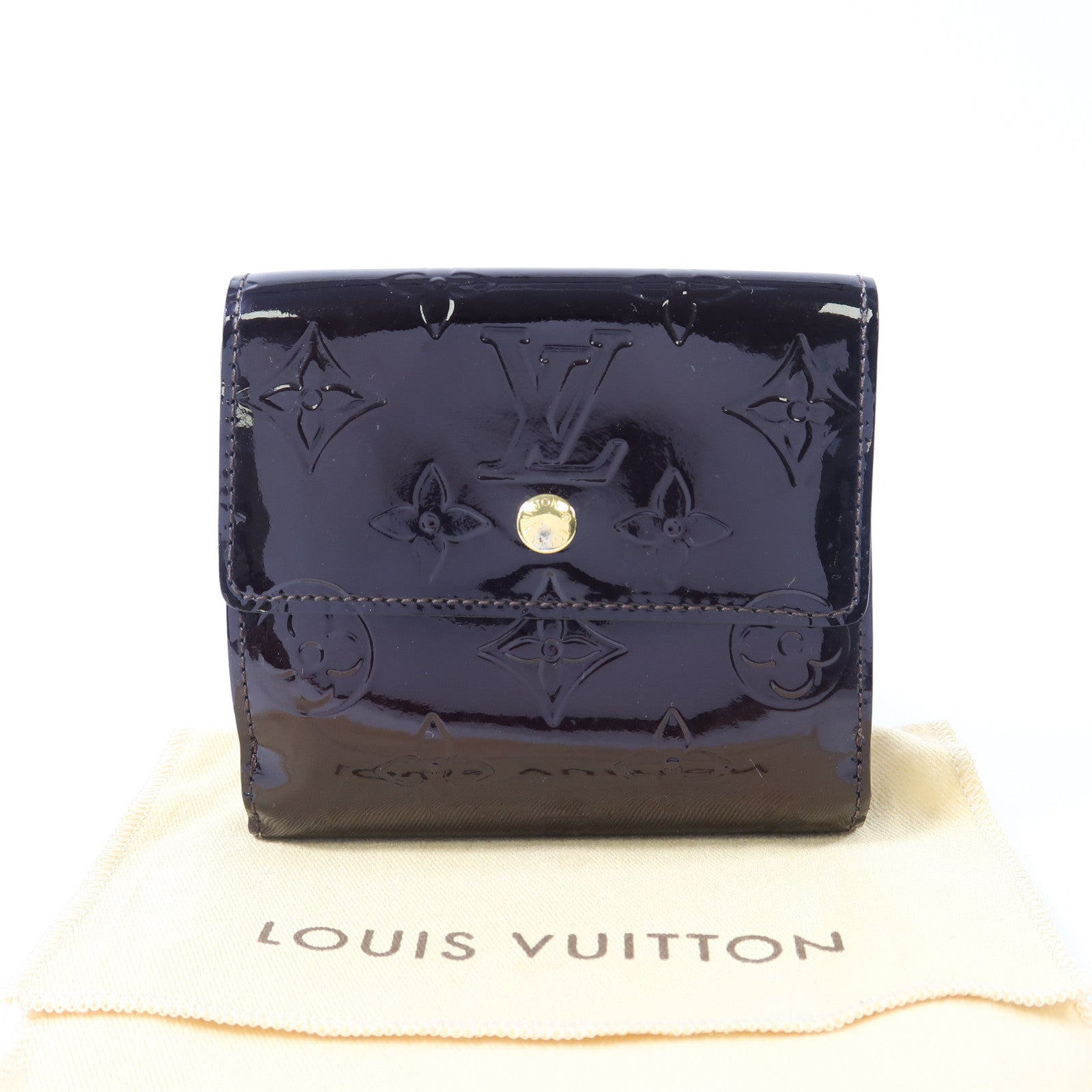 LOUIS VUITTON Vernis Protefeuille Elies金扣錢包酒紅色