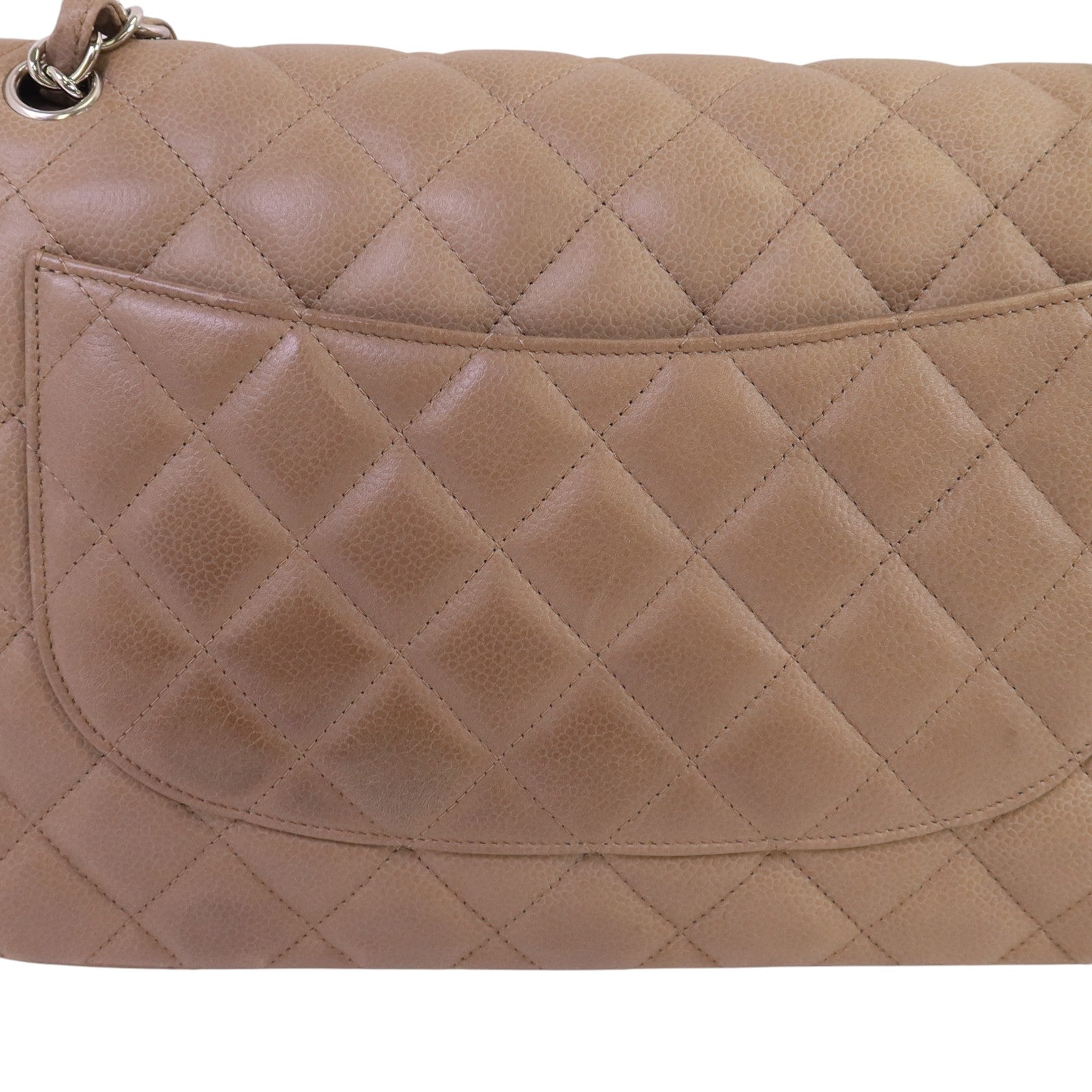 CHANEL 牛皮皮革Large Classic銀扣鏈帶肩背袋