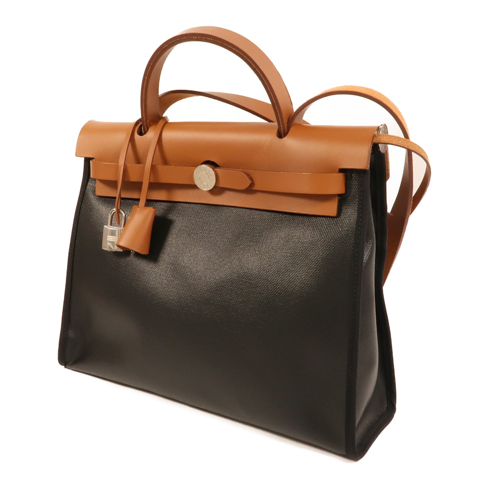 HERMES 塗層帆布Herbag PM手挽肩背兩用袋Black