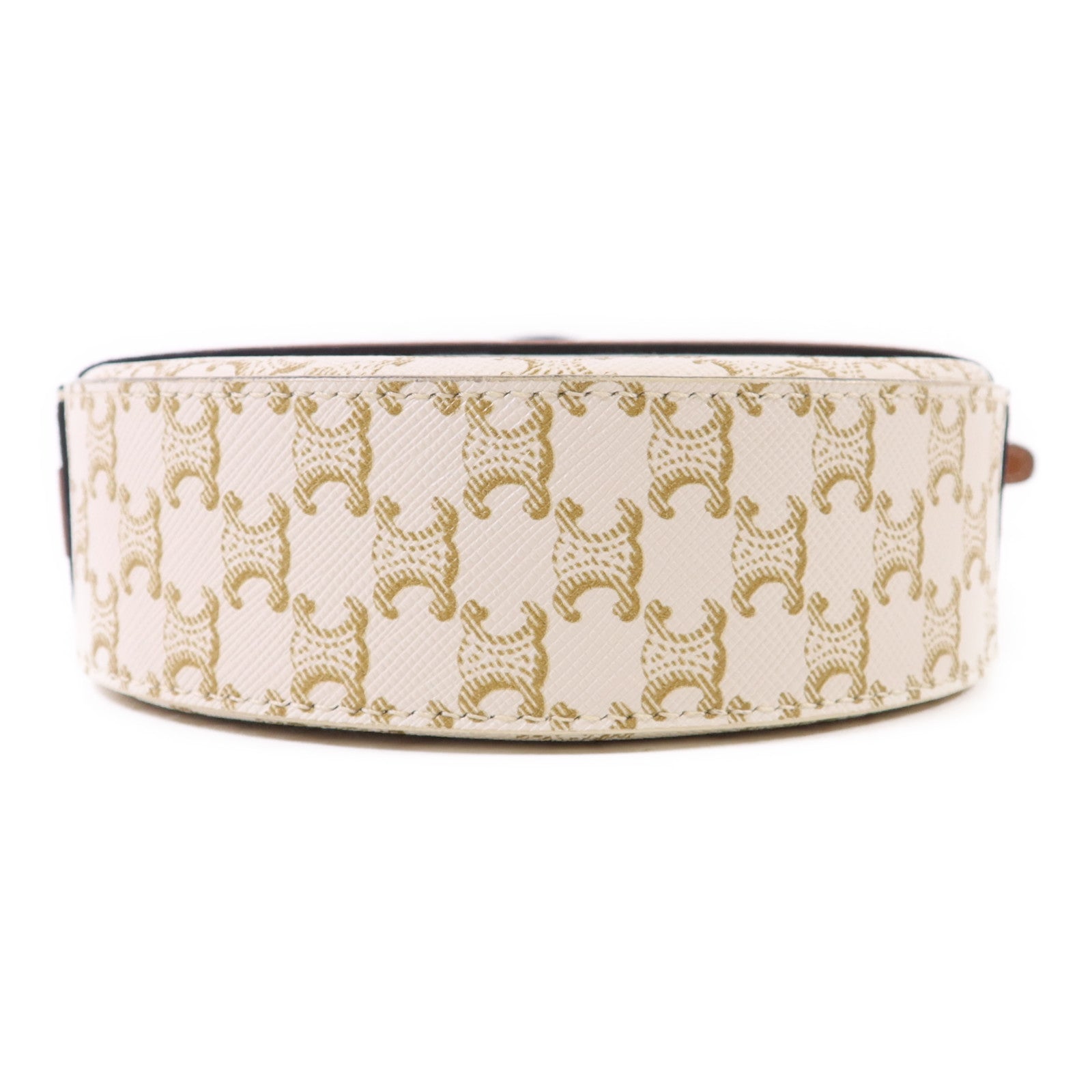 CELINE 塗層帆布Triomphe Round Shoulder Bag金扣肩背袋