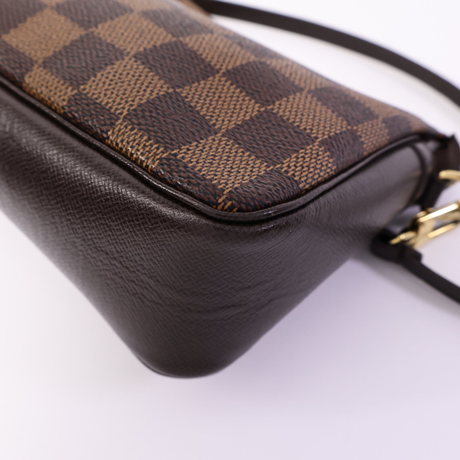 LOUIS VUITTON Damier Trousse Makeup Accessory Pouch金扣手挽袋棕色