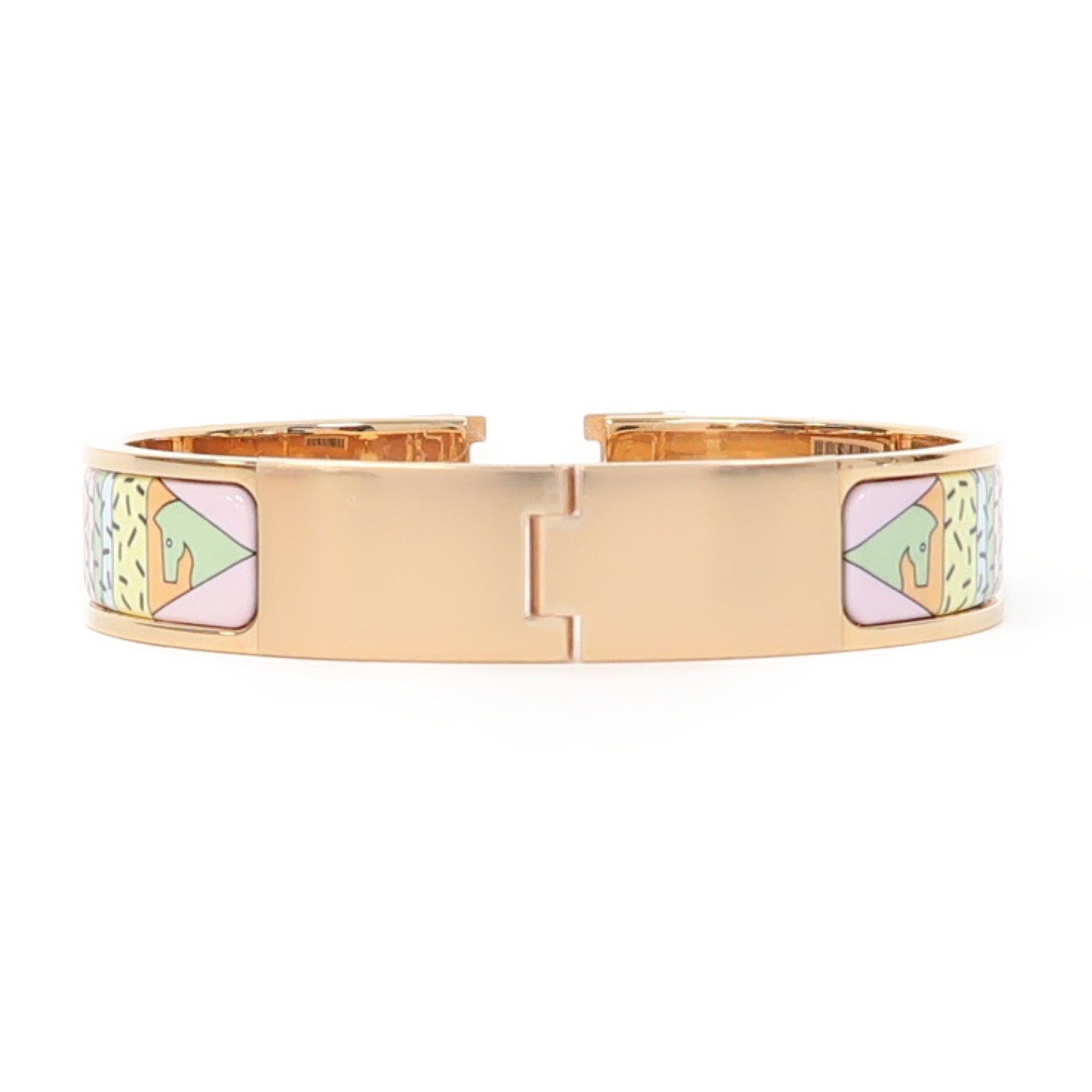 HERMES 金屬Clic H Bracelet手鐲藍色/粉紅色