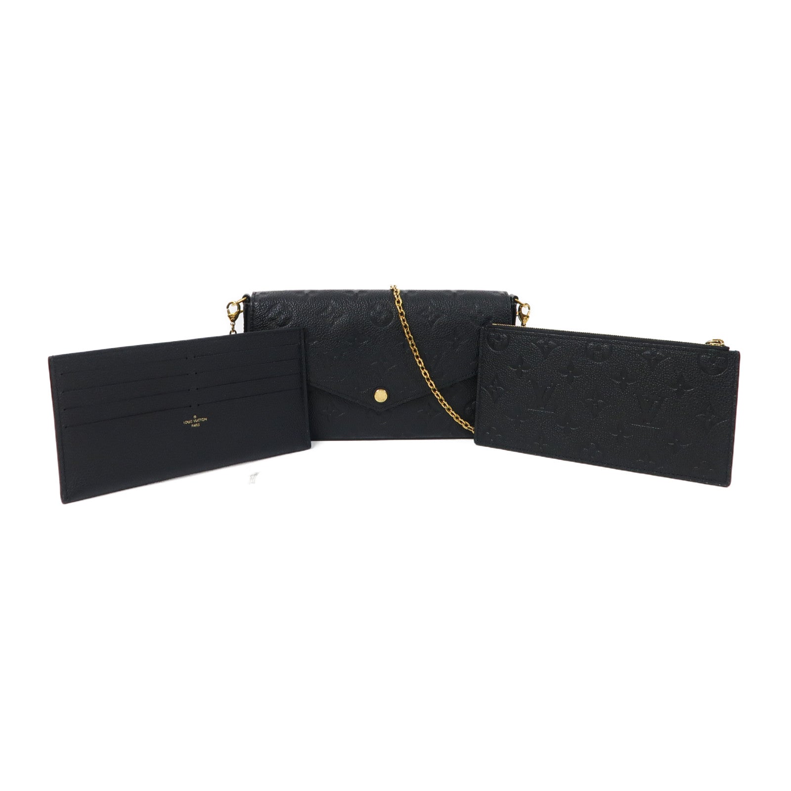 LOUIS VUITTON Monogram Empreinte Felicie Pochette金扣鏈帶肩背袋黑色