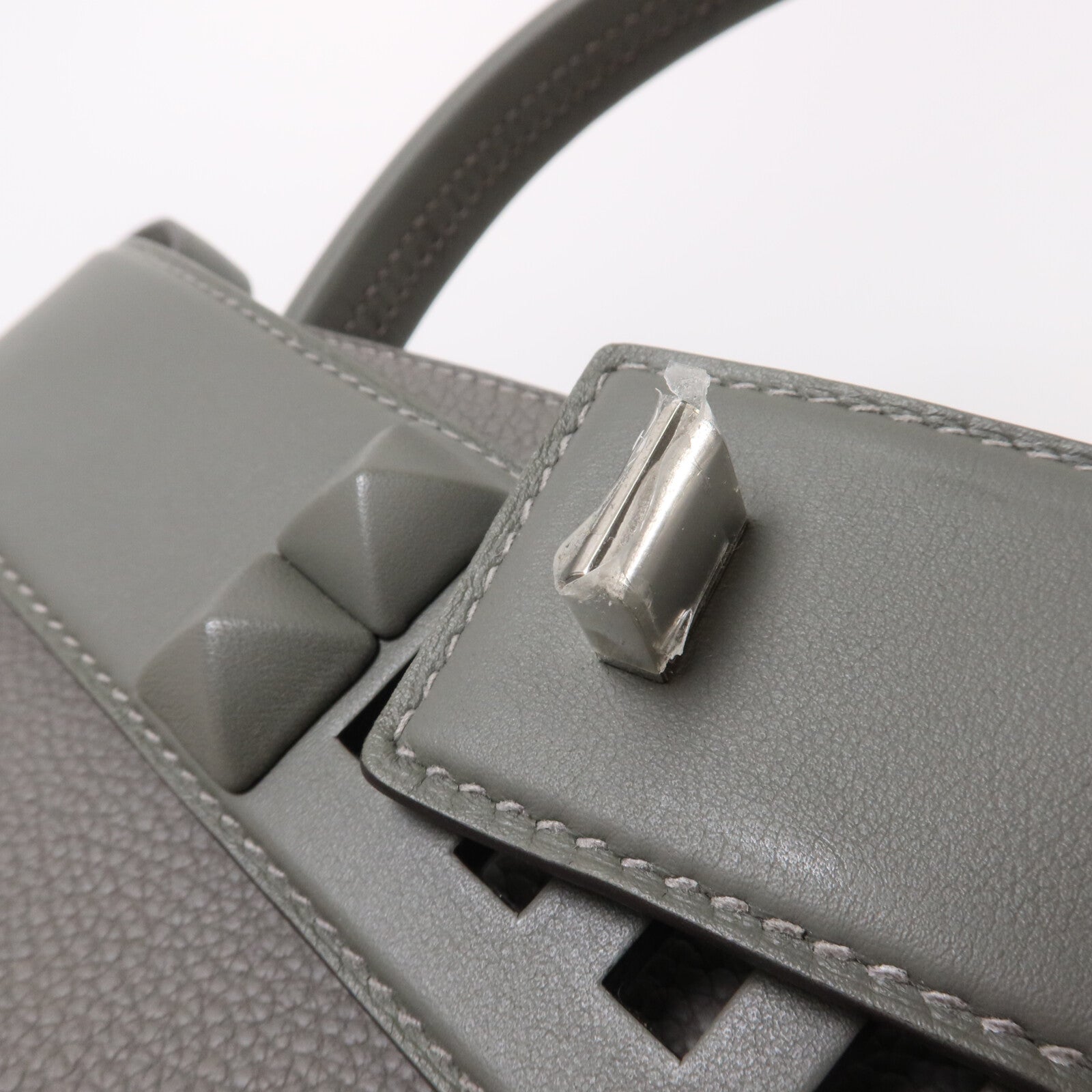 HERMES Togo皮革/Swift皮革Sac Medor手挽肩背兩用袋Gris Meyer