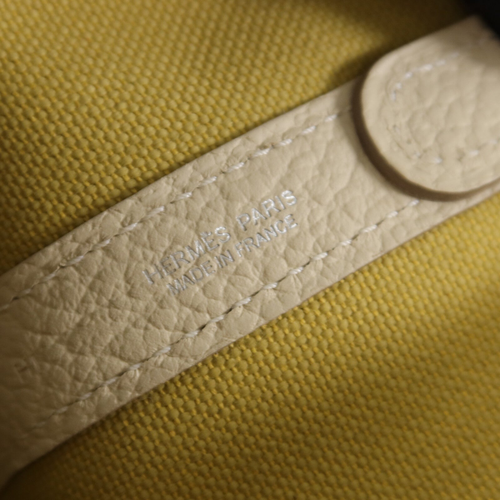 HERMES 帆布/Negonda皮革Garden Party PM手挽袋JaunePoussin / Craie