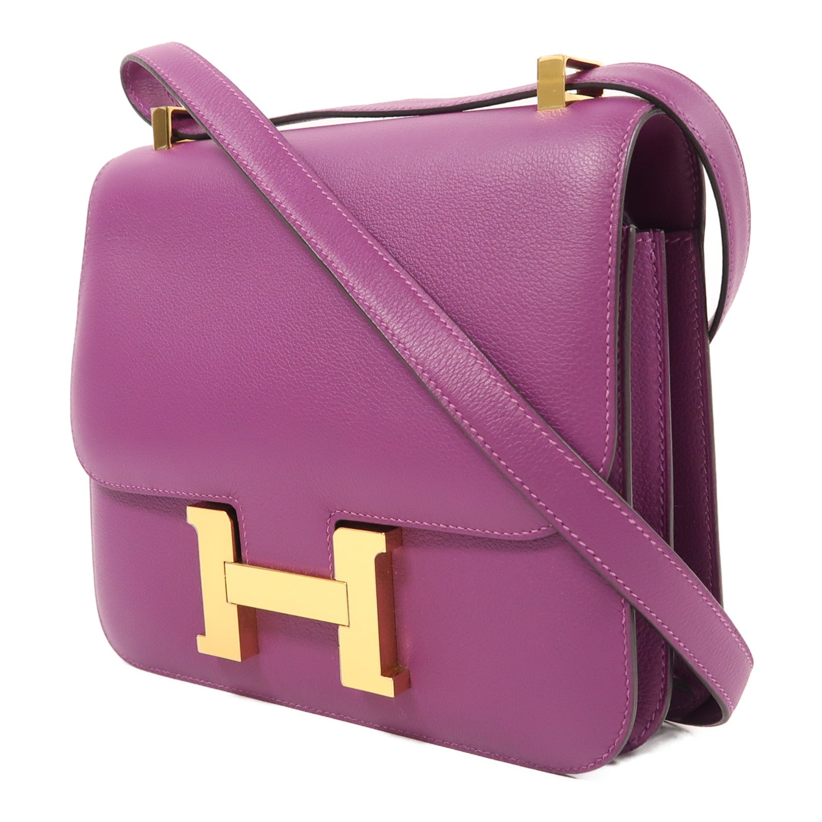 HERMES Evercolor皮革Constance 24金扣肩背袋