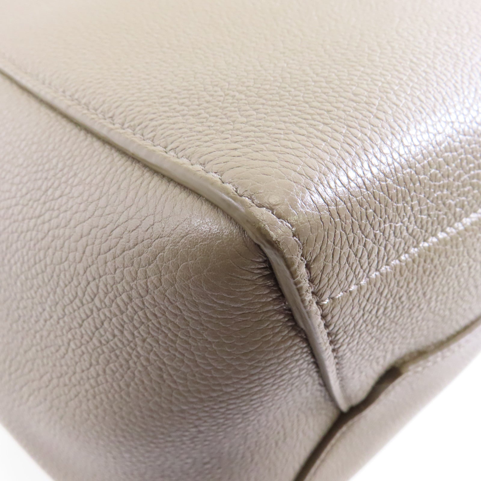CELINE 牛皮皮革Sangle Bag金扣肩背袋灰色