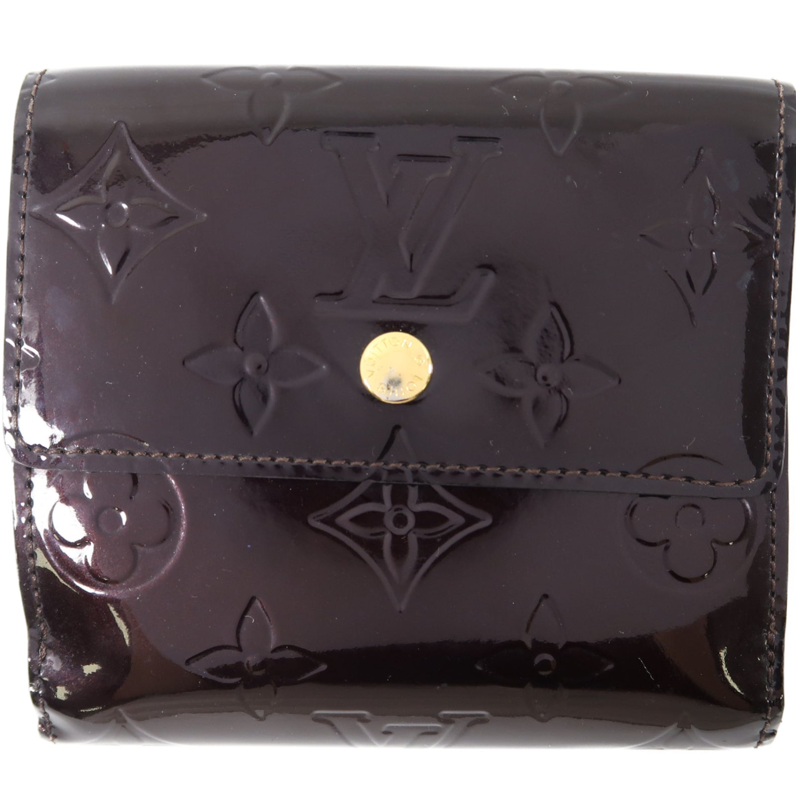 LOUIS VUITTON Vernis Protefeuille Elies金扣錢包酒紅色