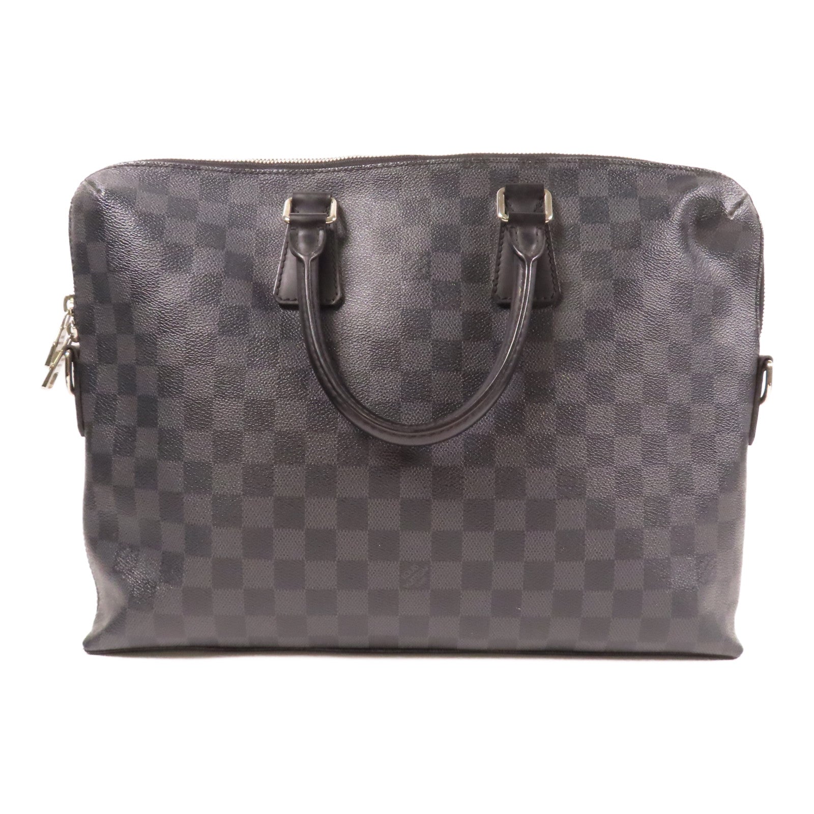LOUIS VUITTON 【激減優惠】Damier Graphite Porte Document Jules銀扣手挽肩背兩用袋黑色