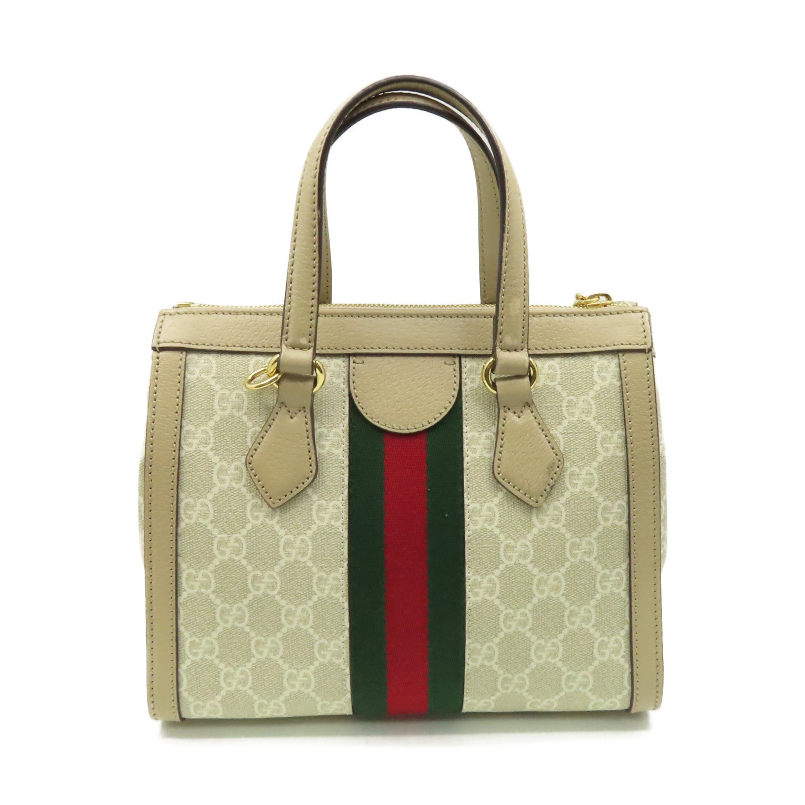 GUCCI 【激減優惠】塗層帆布Ophidia GG 2Way Shoulder Bag手挽肩背兩用袋杏色