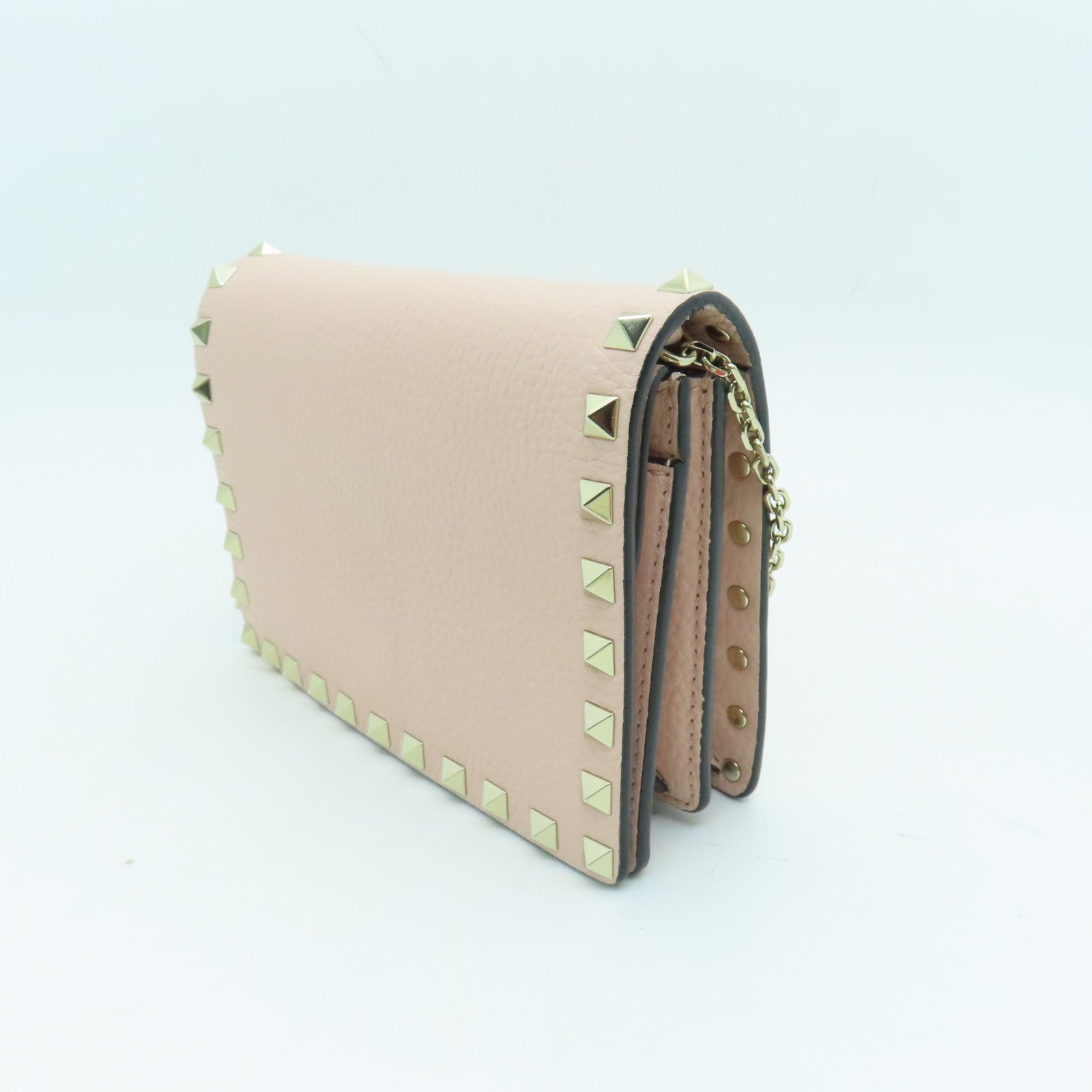 Valentino Leather Chain Shoulder Bag Gold Buckle Chain Shoulder Bag Pink