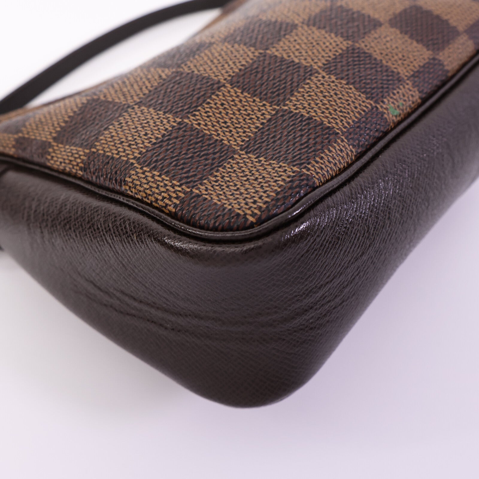 LOUIS VUITTON Damier Trousse Makeup Accessory Pouch金扣手挽袋棕色