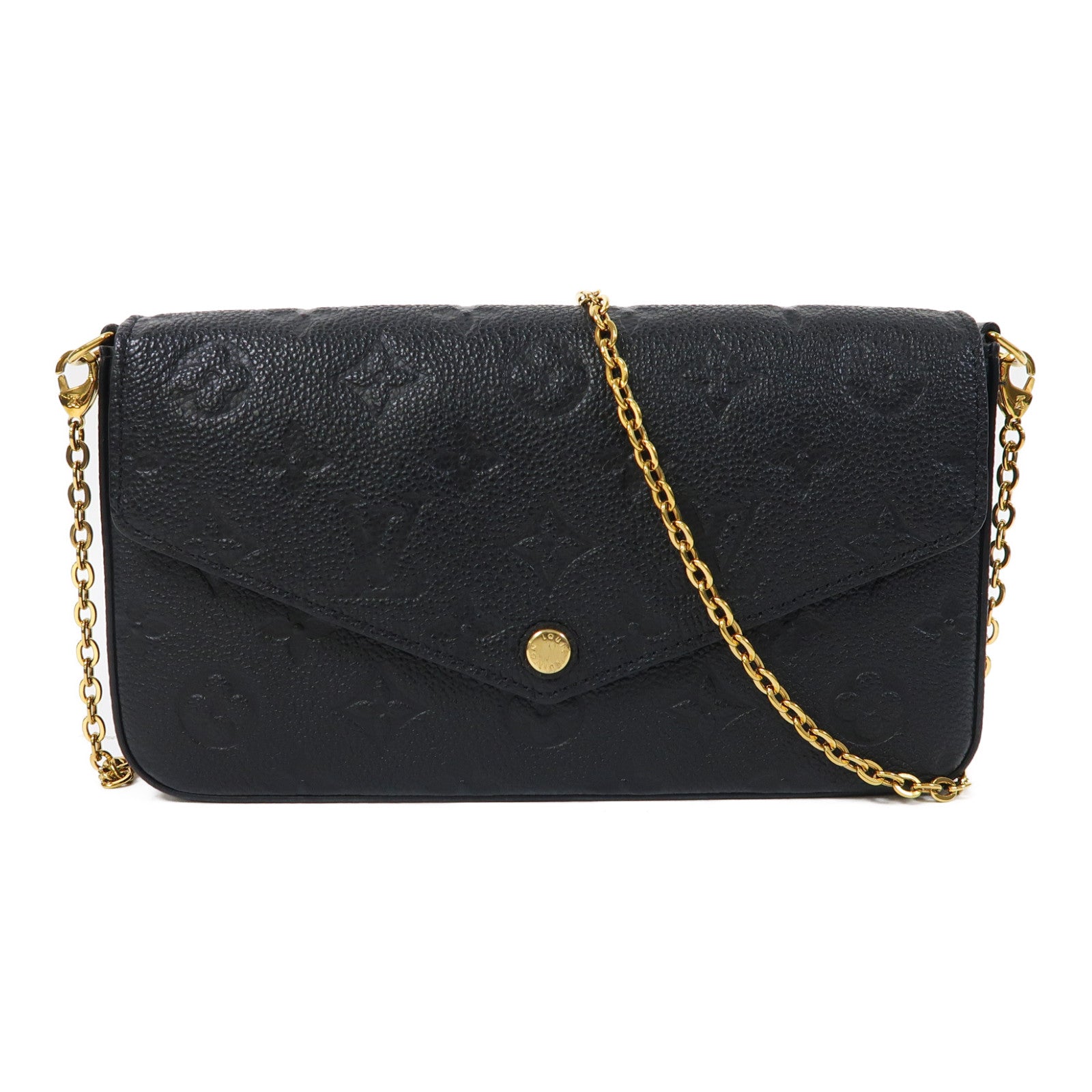 LOUIS VUITTON Monogram Empreinte Felicie Pochette金扣鏈帶肩背袋黑色