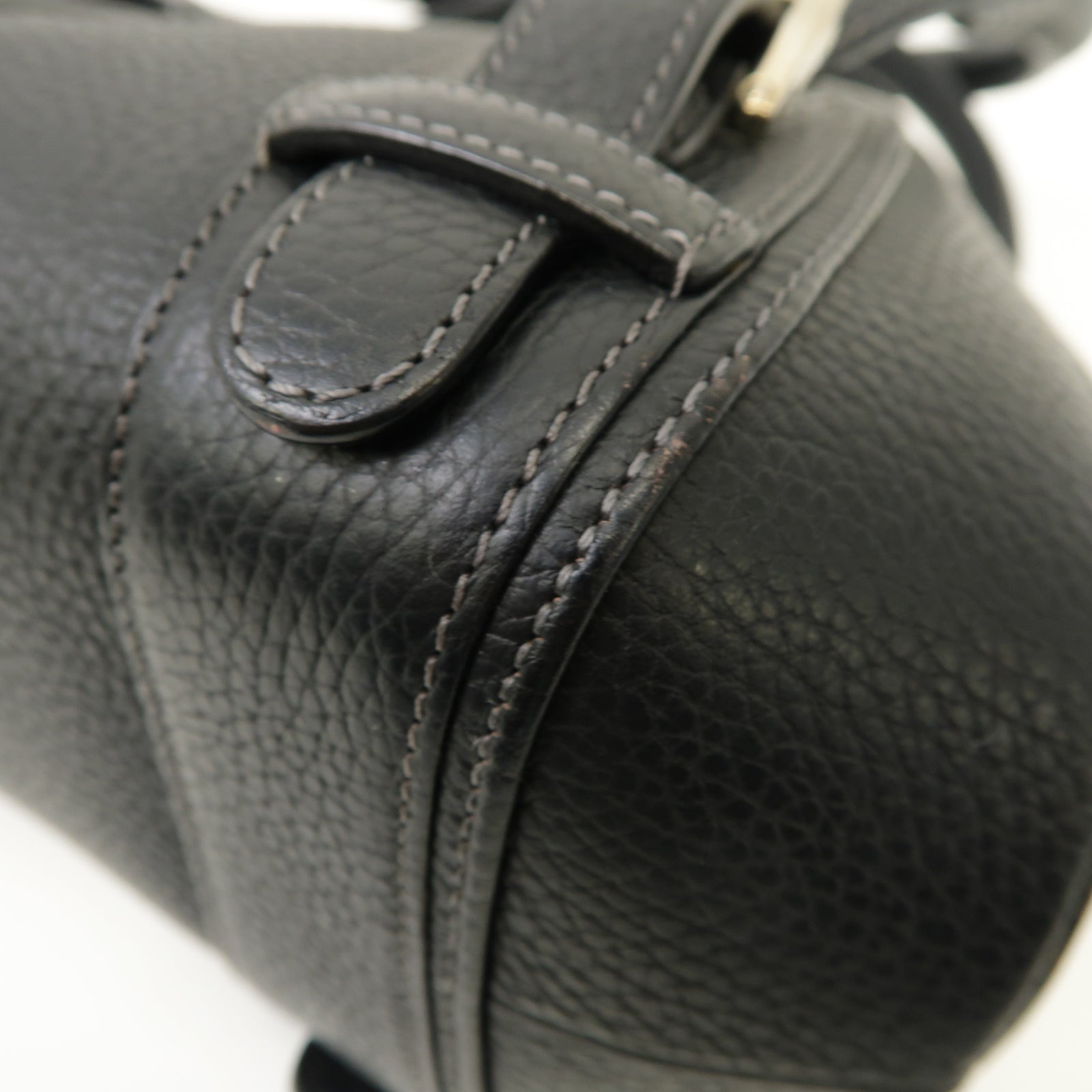 LOEWE 【激減優惠】牛皮皮革Hand Bag銀扣手挽袋黑色
