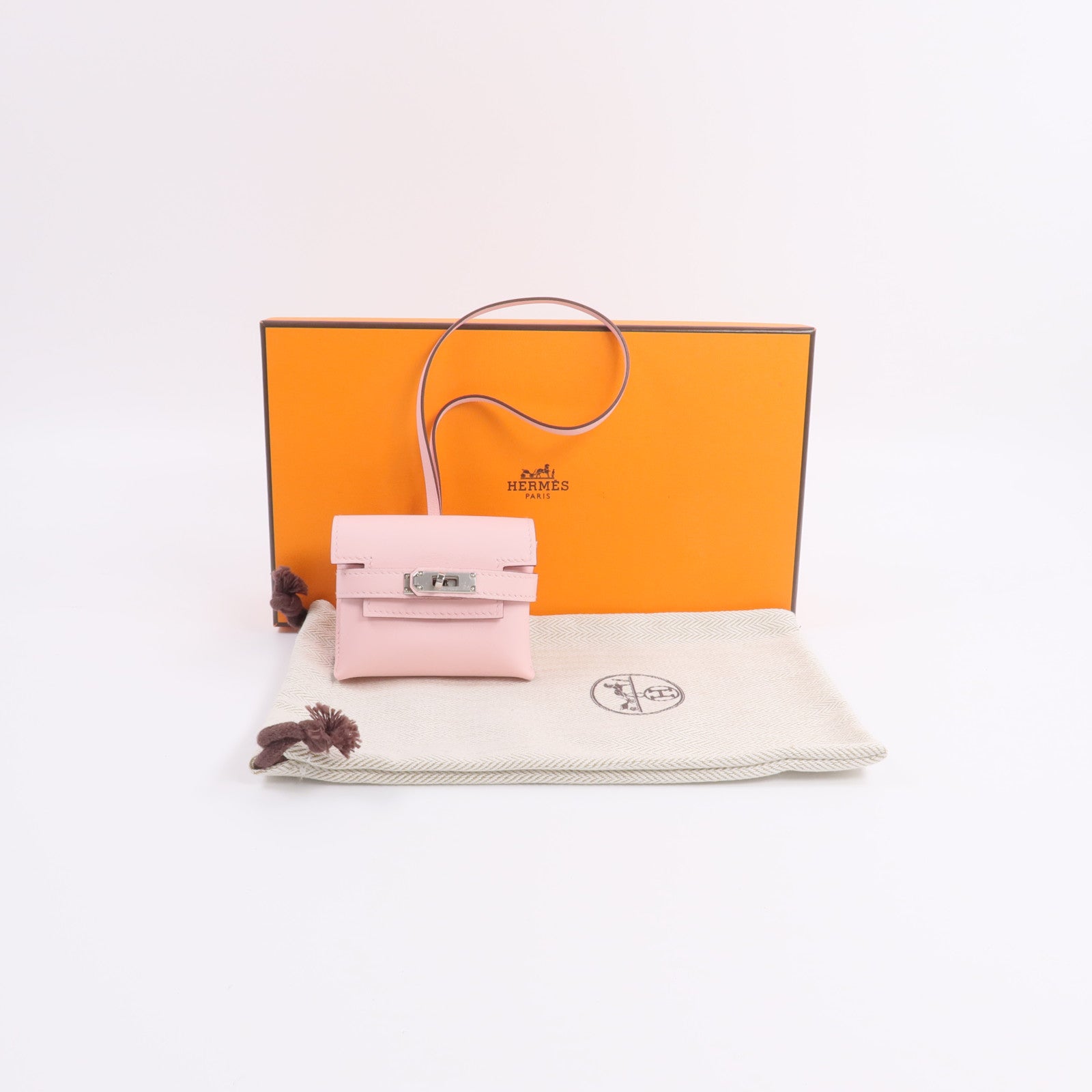 HERMES Swift皮革Kelly Festival Charm掛飾Rose Sakura