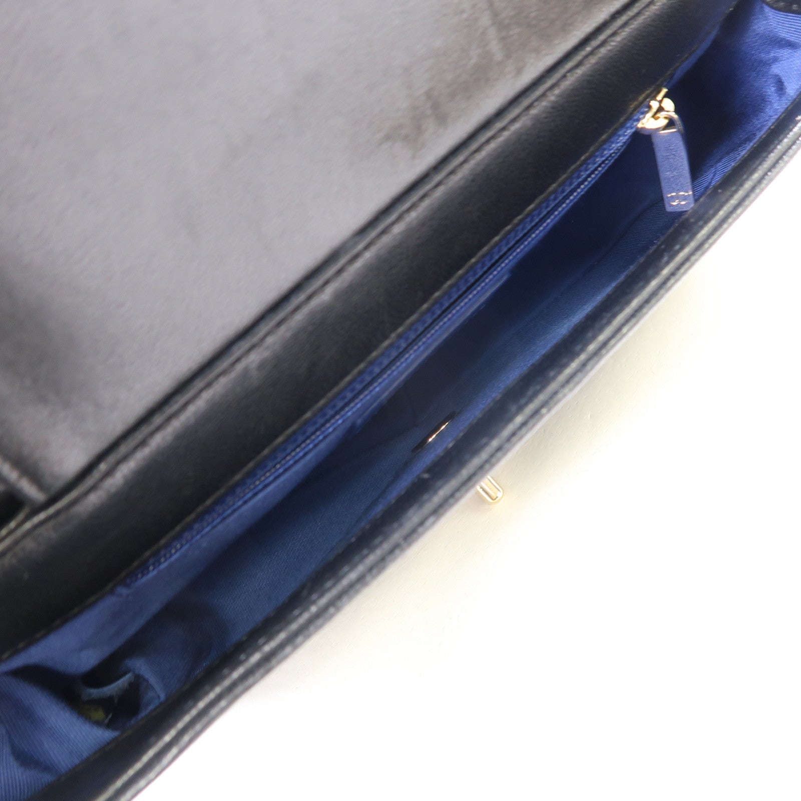 CHANEL 【激減優惠】菱格牛皮皮革Shoulder Bag金扣鏈帶肩背袋黑色/藍色
