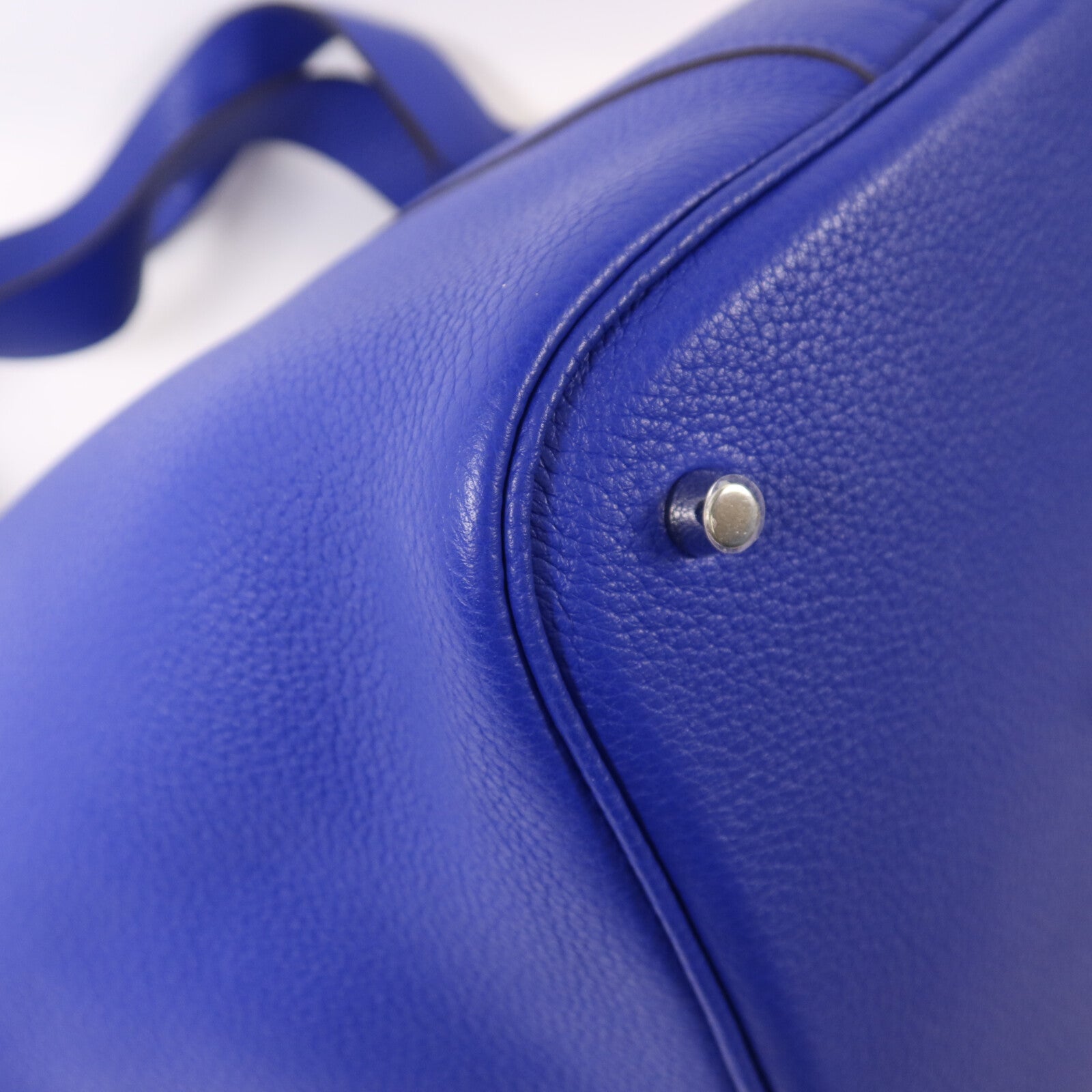 HERMES Clemence皮革Picotin GM銀扣手挽袋Bleu Electrique