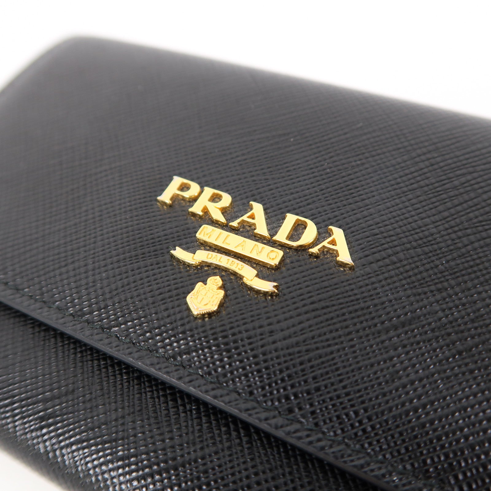 PRADA 牛皮皮革Card Case金扣卡片套黑色