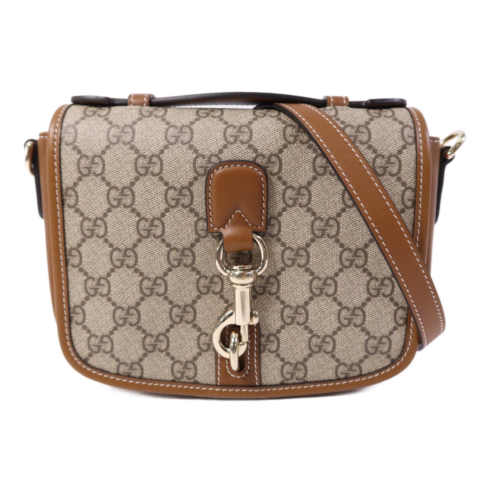 GUCCI 塗層帆布GG Emblem Mini Shoulder bag金扣手挽肩背兩用袋