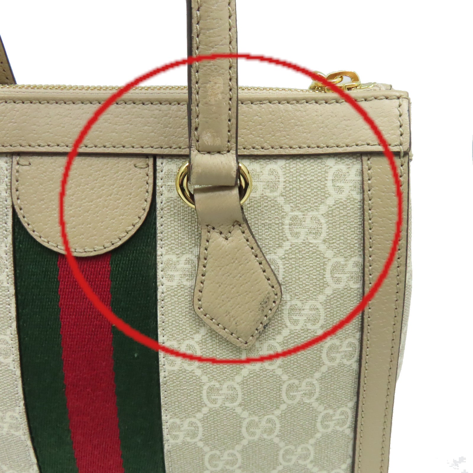 GUCCI 【激減優惠】塗層帆布Ophidia GG 2Way Shoulder Bag手挽肩背兩用袋杏色