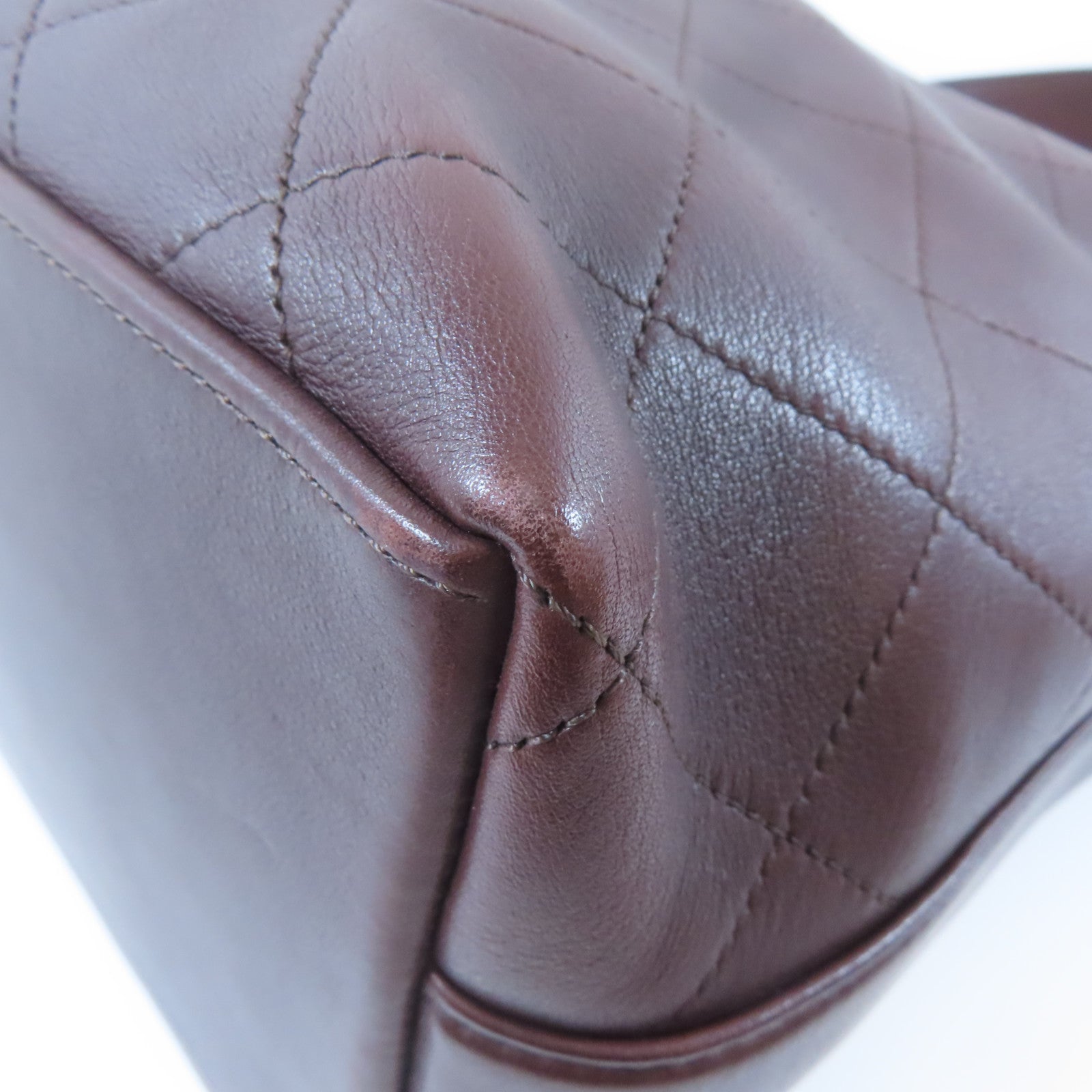 CHANEL 【激減優惠】菱格牛皮皮革Bucket Totebag金扣鏈帶手挽肩背兩用袋啡色