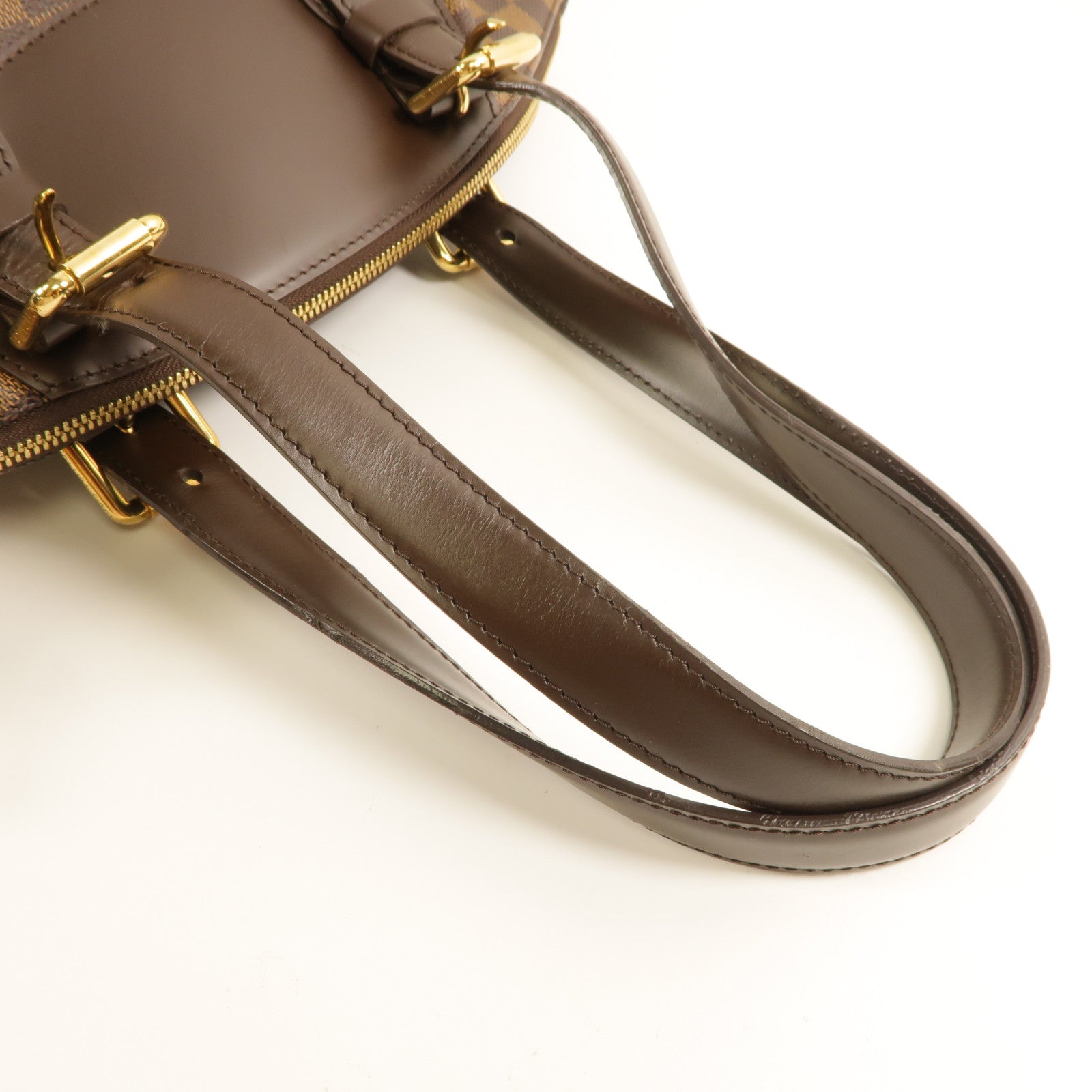 LOUIS VUITTON Damier Verona MM金扣肩背袋棕色