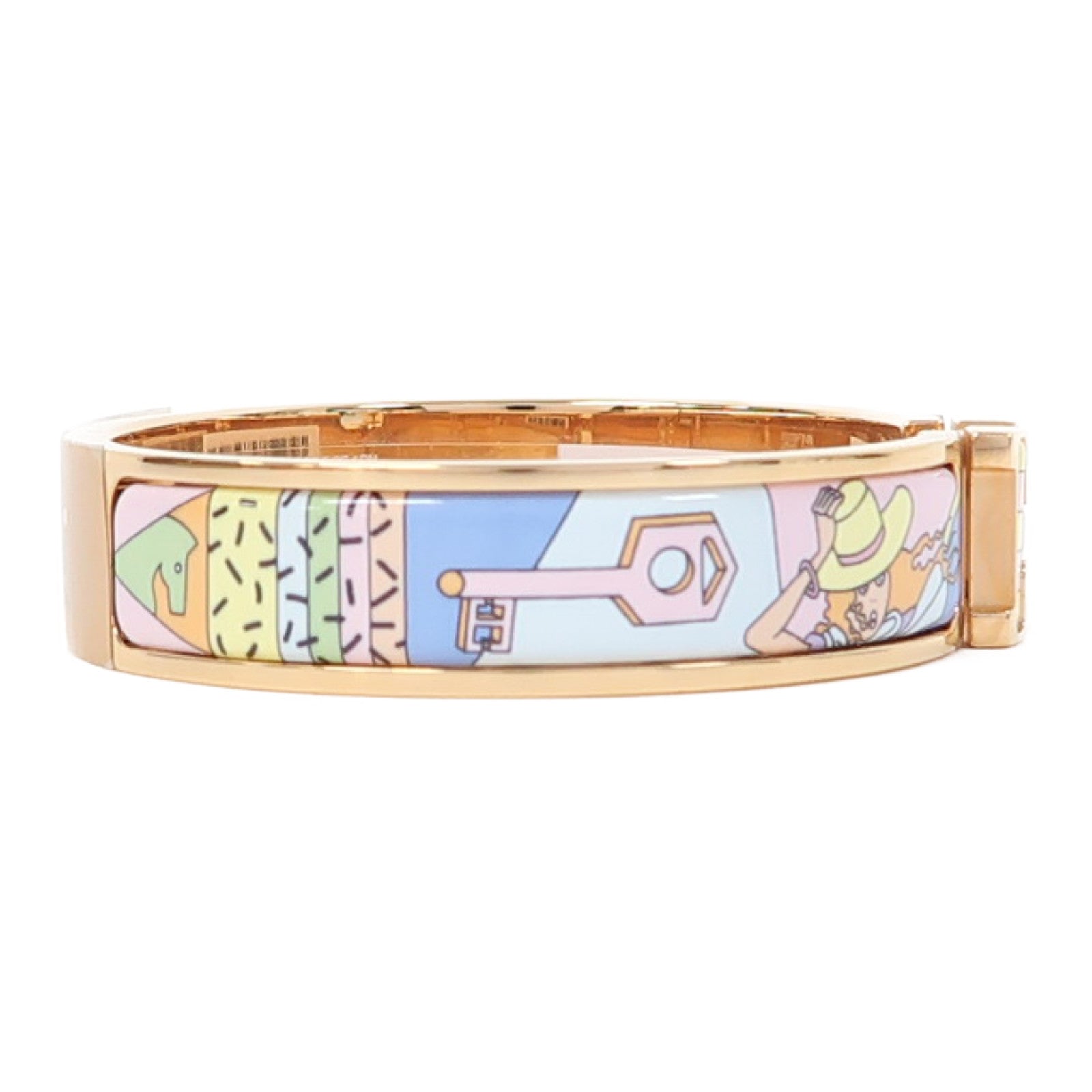 HERMES 金屬Clic H Bracelet手鐲藍色/粉紅色