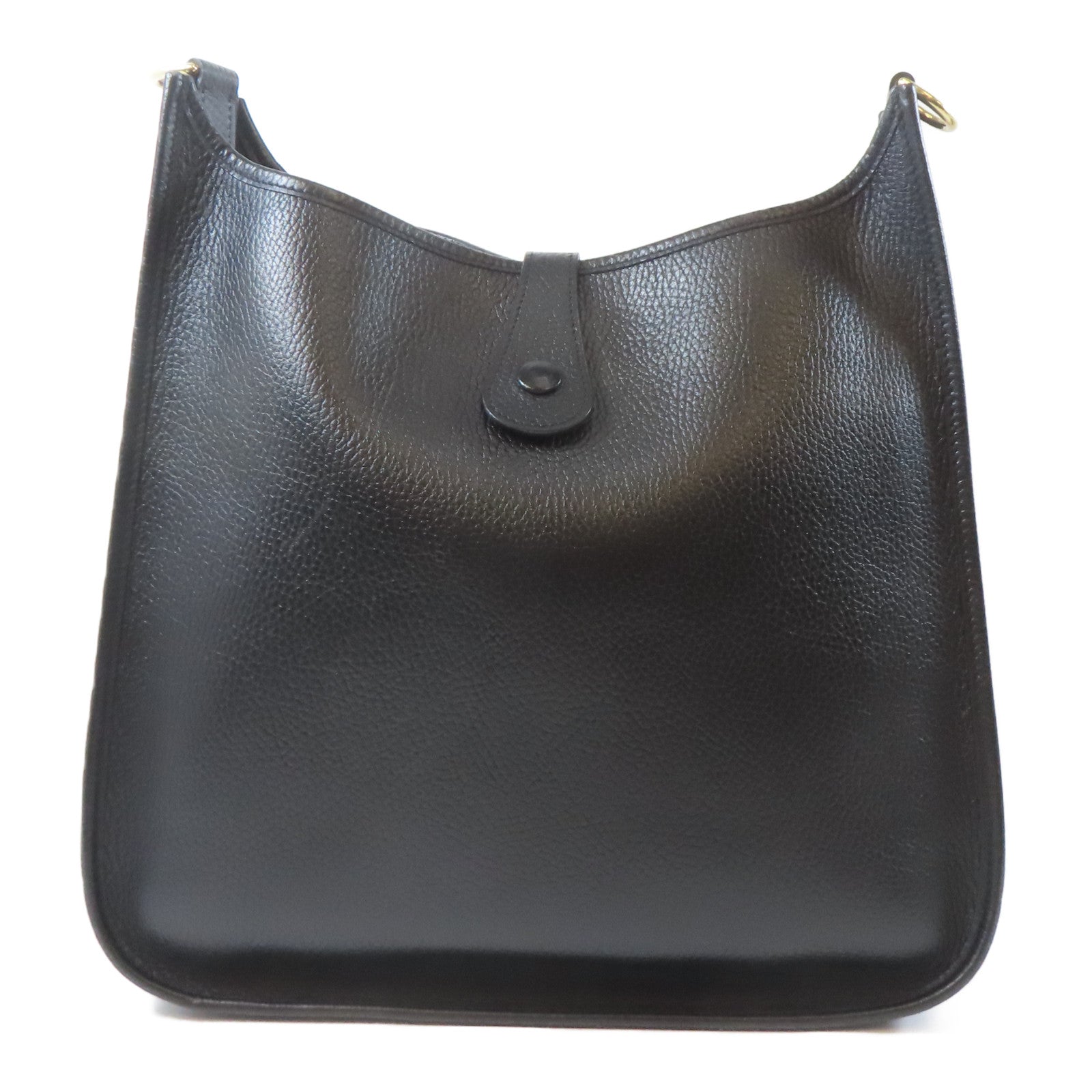 HERMES Ardennes皮革Evelyne GM金扣肩背袋Noir/黑色