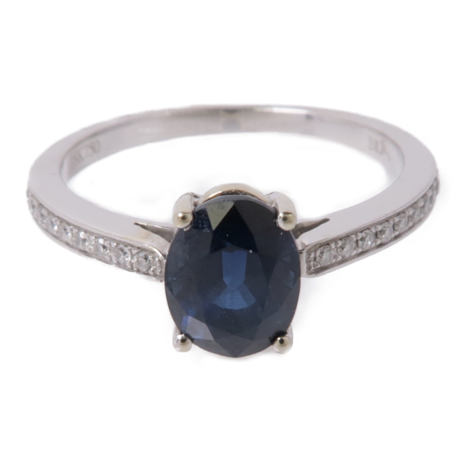 JEWELRY 18K白金Blue Sapphire/Diamond Ring藍寶石/鑽石戒指US#7.5