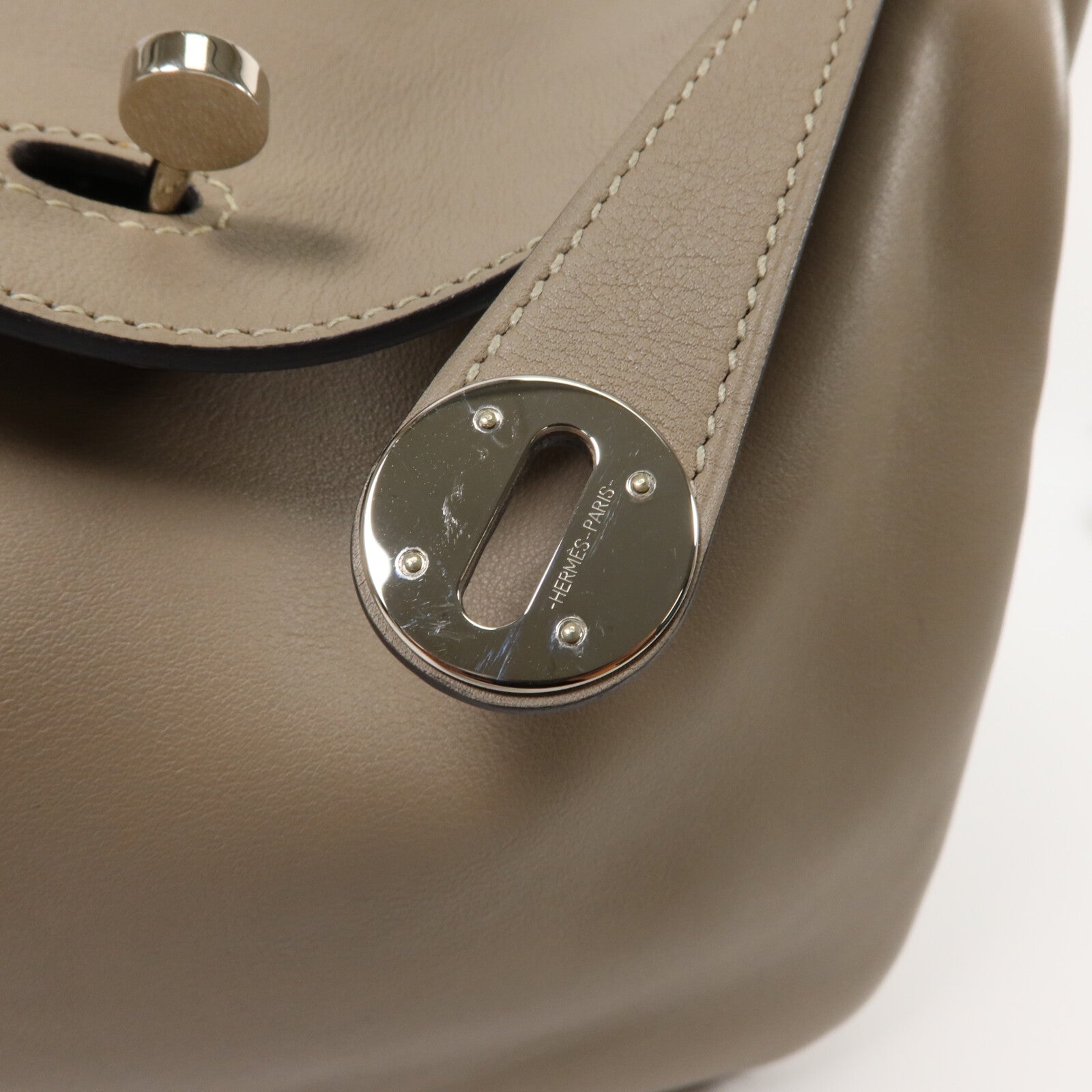 HERMES Swift皮革Lindy 26手挽肩背兩用袋Gris Asphalte