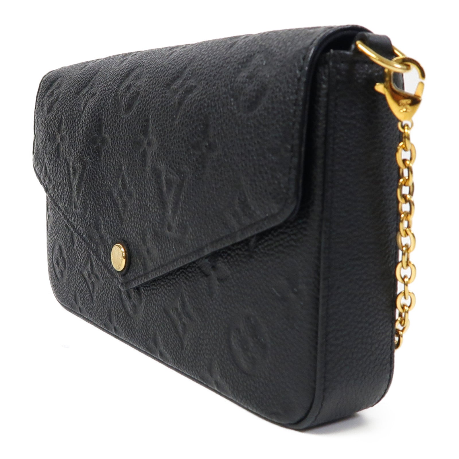 LOUIS VUITTON Monogram Empreinte Felicie Pochette金扣鏈帶肩背袋黑色