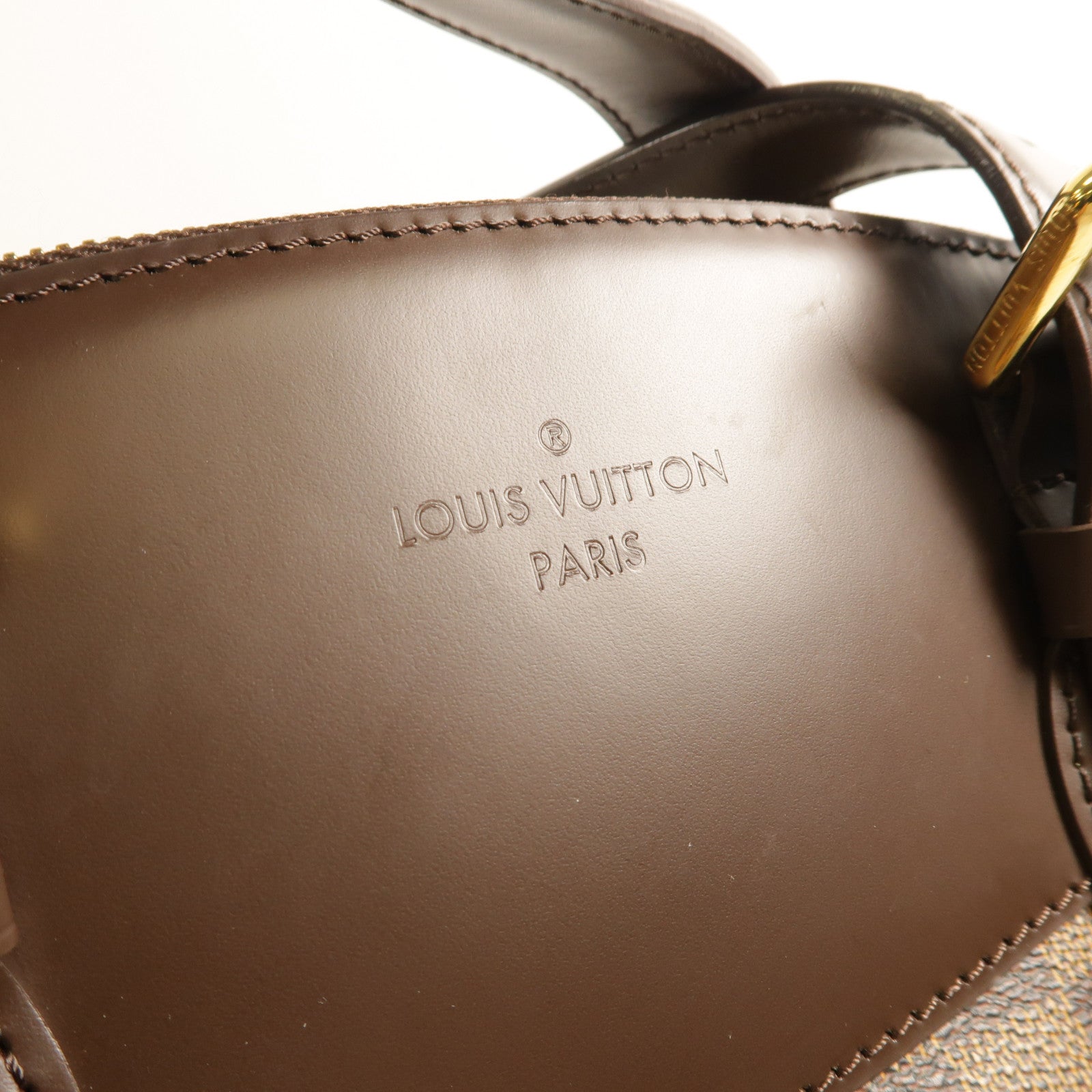 LOUIS VUITTON Damier Verona MM金扣肩背袋棕色
