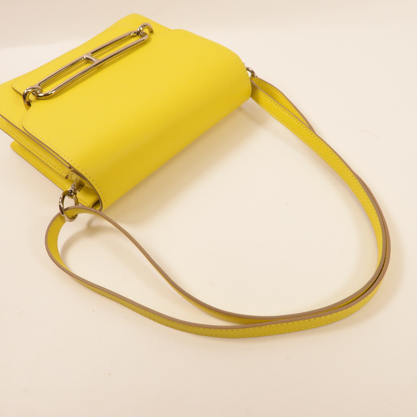 HERMES Evercolor皮革Mini Roulis銀扣肩背袋Lime