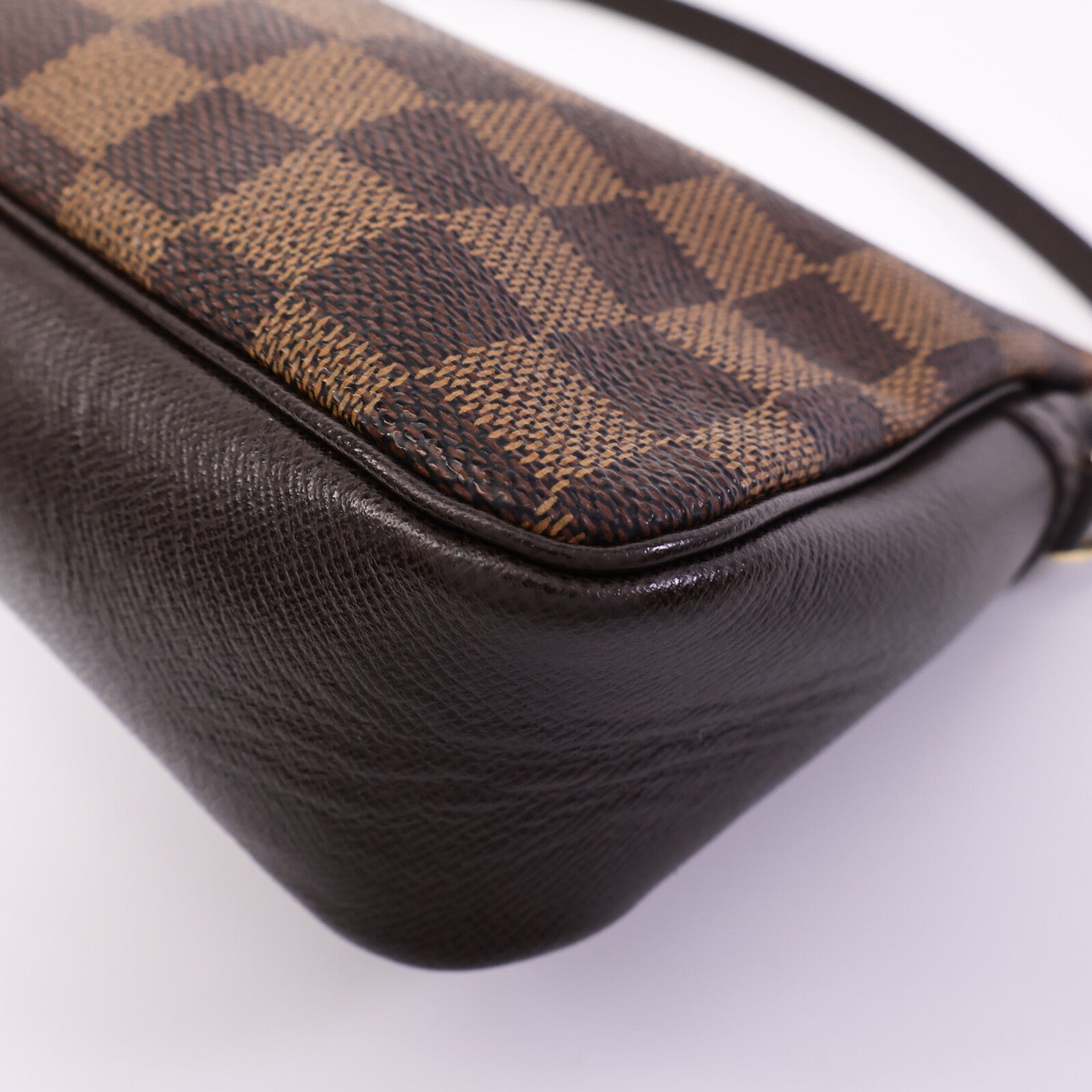 LOUIS VUITTON Damier Trousse Makeup Accessory Pouch金扣手挽袋棕色