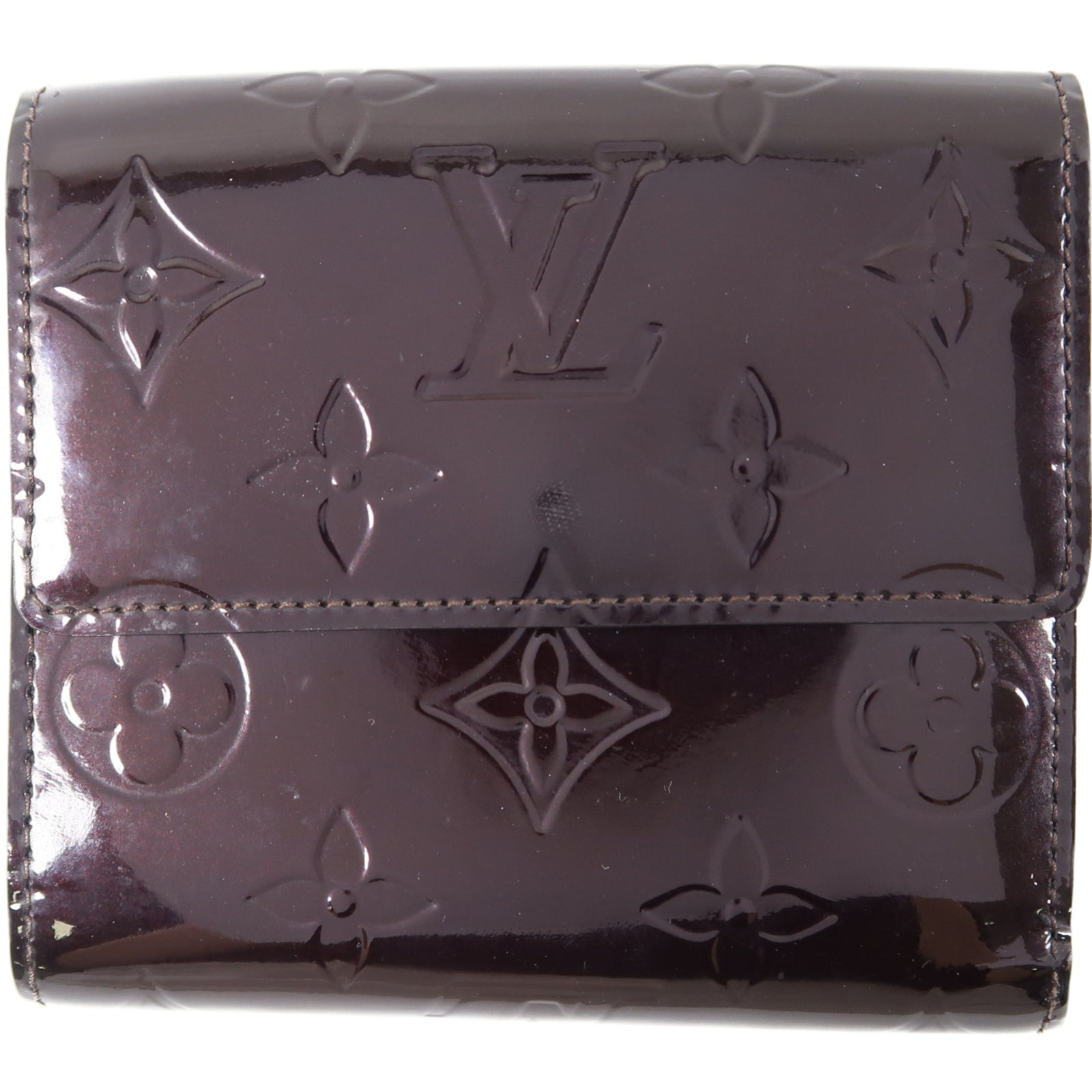 LOUIS VUITTON Vernis Protefeuille Elies金扣錢包酒紅色