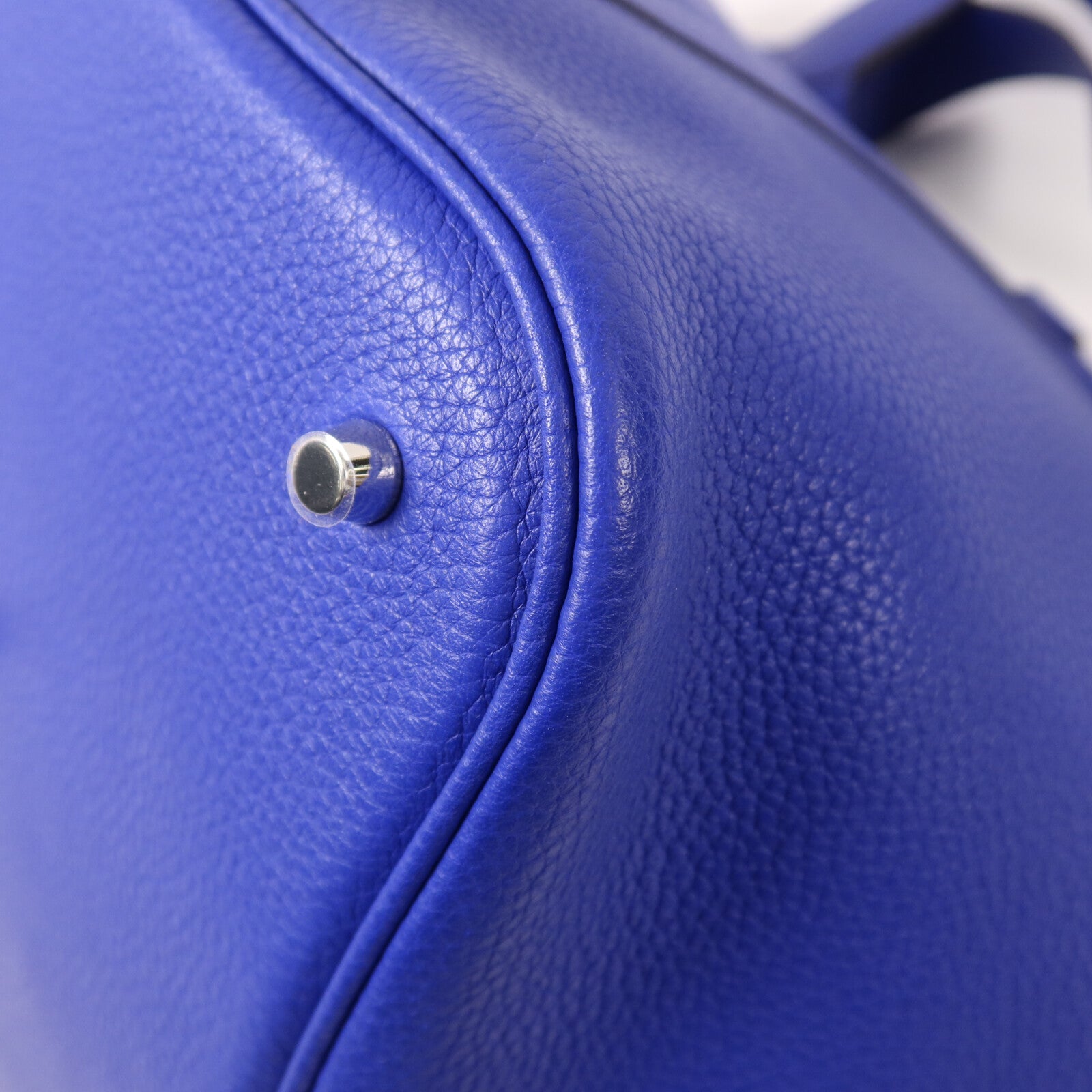 HERMES Clemence皮革Picotin GM銀扣手挽袋Bleu Electrique