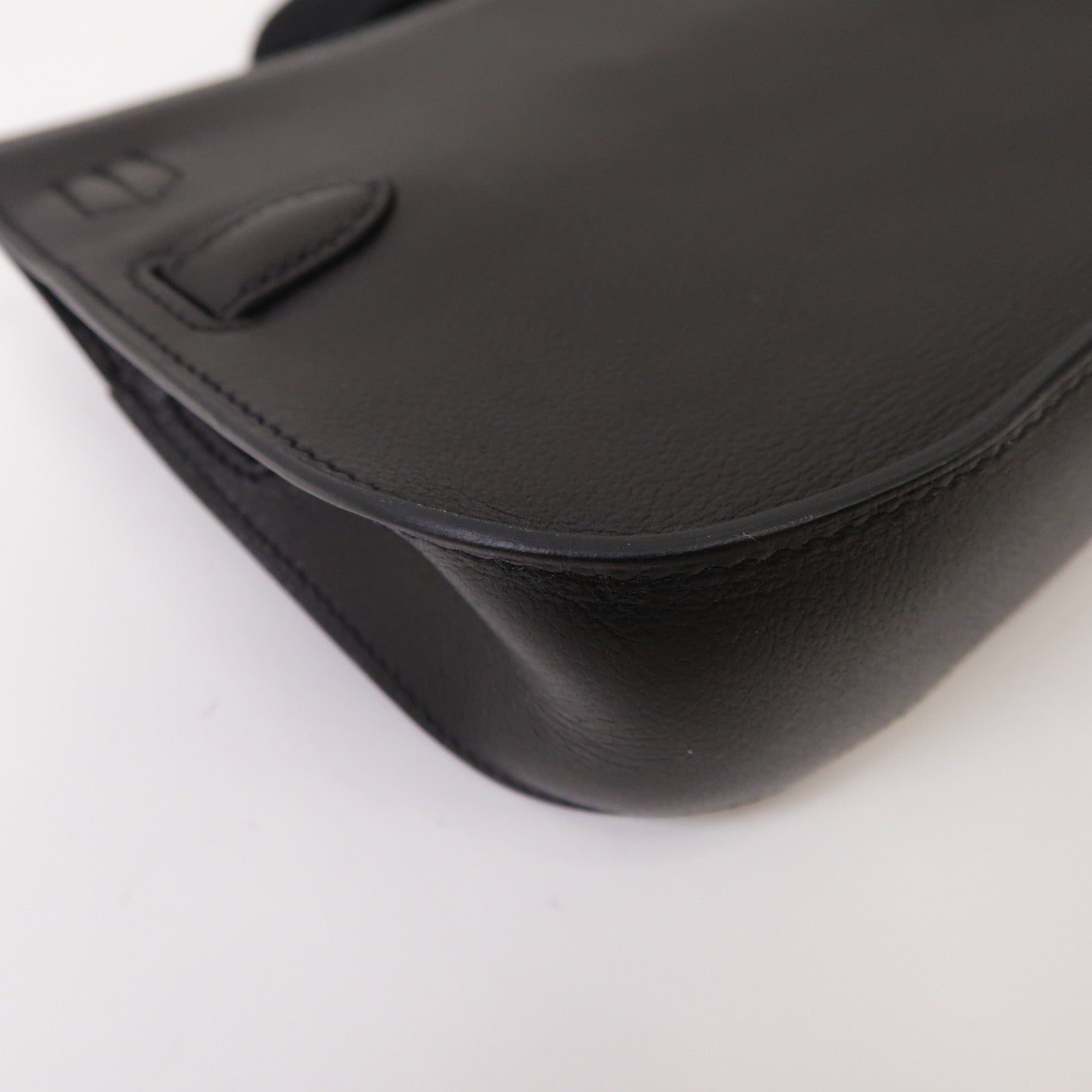 HERMES Evercolor皮革Jypsiere Mini銀扣肩背袋黑色