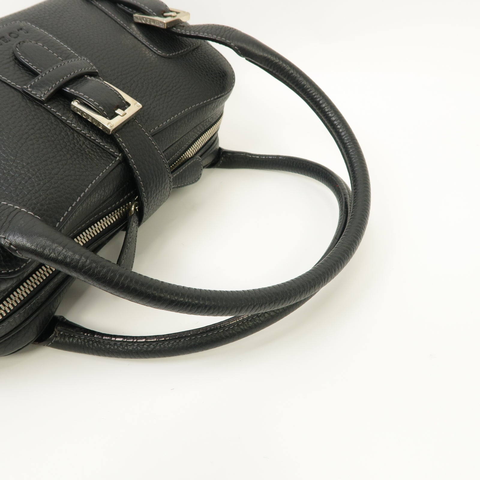 LOEWE 【激減優惠】牛皮皮革Hand Bag銀扣手挽袋黑色