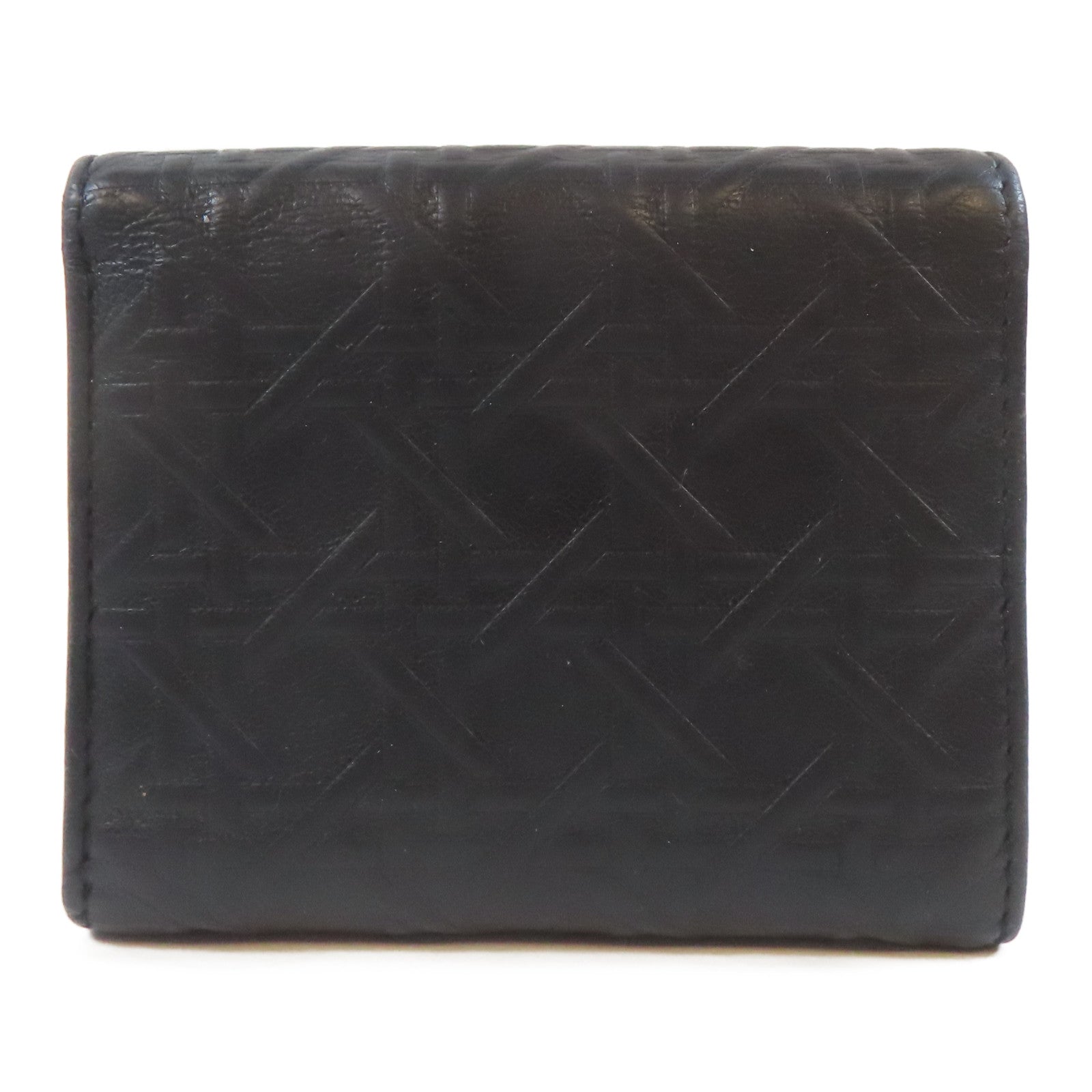 Dior 牛皮皮革Trifold Wallet銀扣錢包黑色