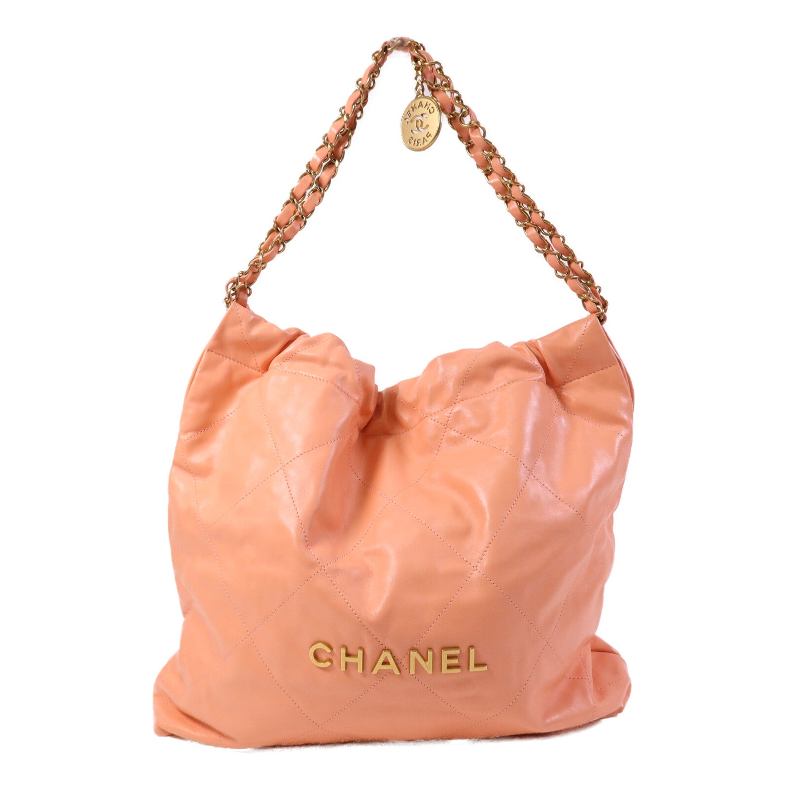 CHANEL 【激減優惠】牛皮皮革22 Medium金扣鏈帶肩背袋