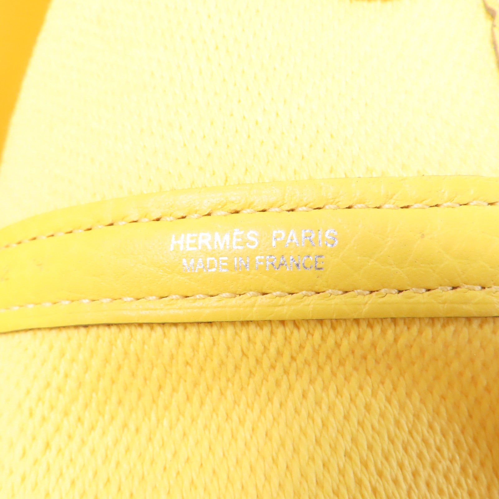 HERMES Toile H帆布Garden Party PM銀扣手挽袋黃色
