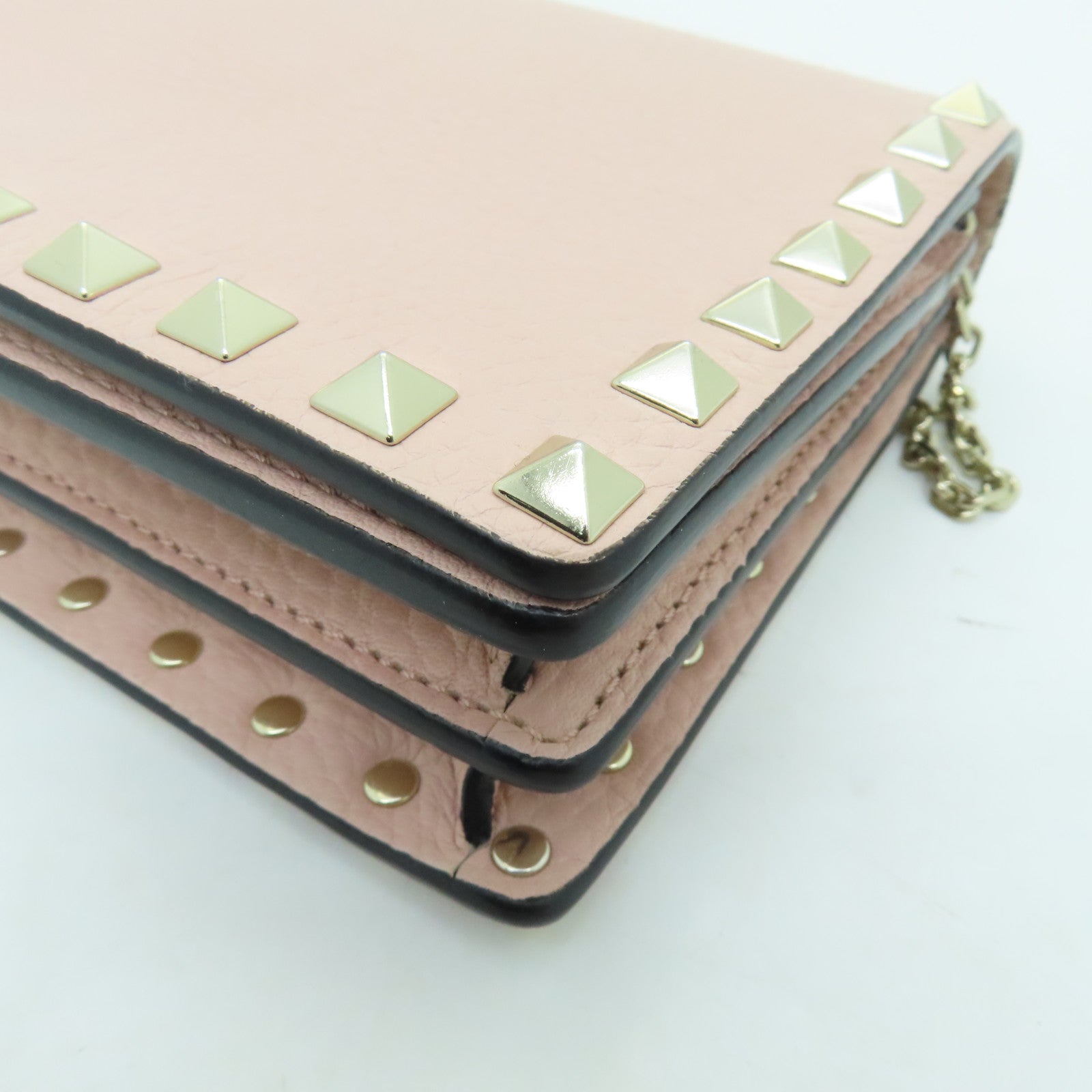 Valentino Leather Chain Shoulder Bag Gold Buckle Chain Shoulder Bag Pink