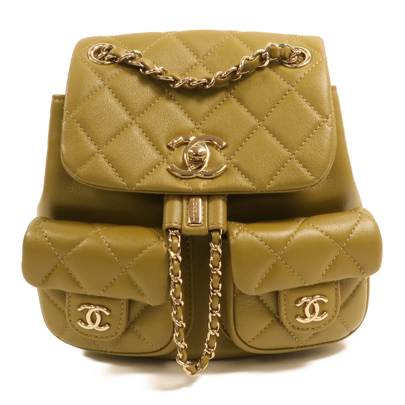 CHANEL 牛皮皮革Duma金扣背包