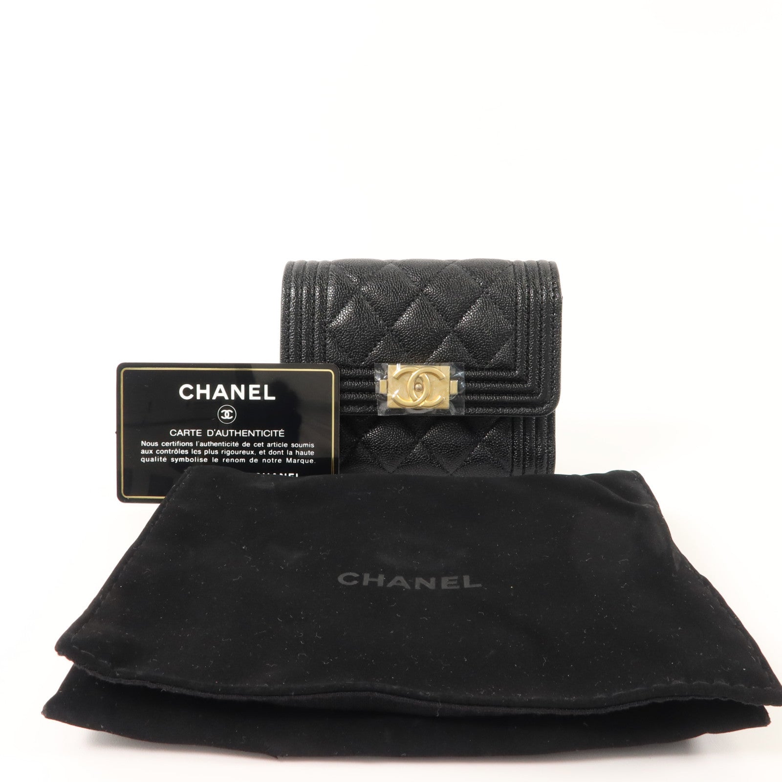 CHANEL 牛皮皮革Boy Chanel Small Flap Wallet金扣錢包