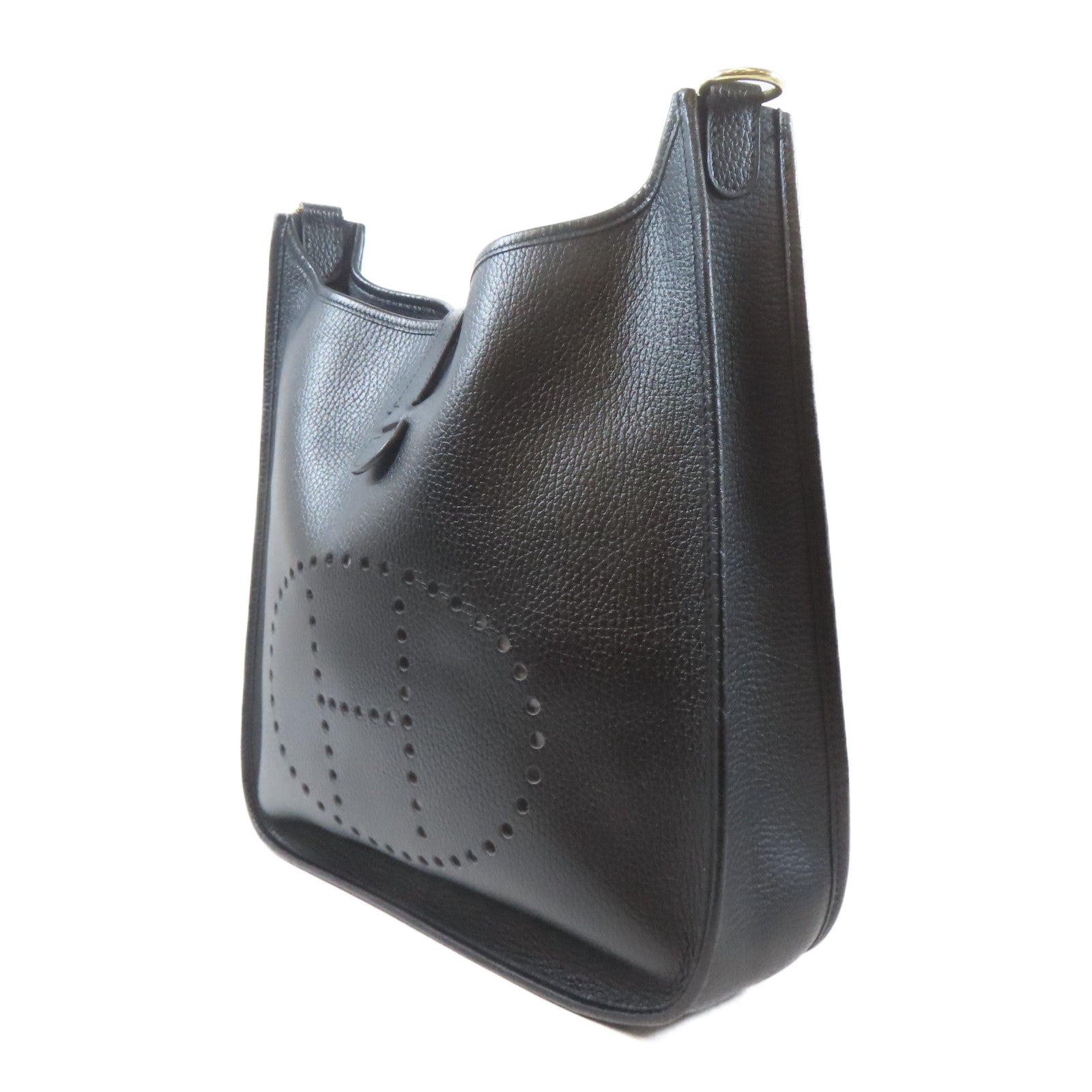 HERMES Ardennes皮革Evelyne GM金扣肩背袋Noir/黑色