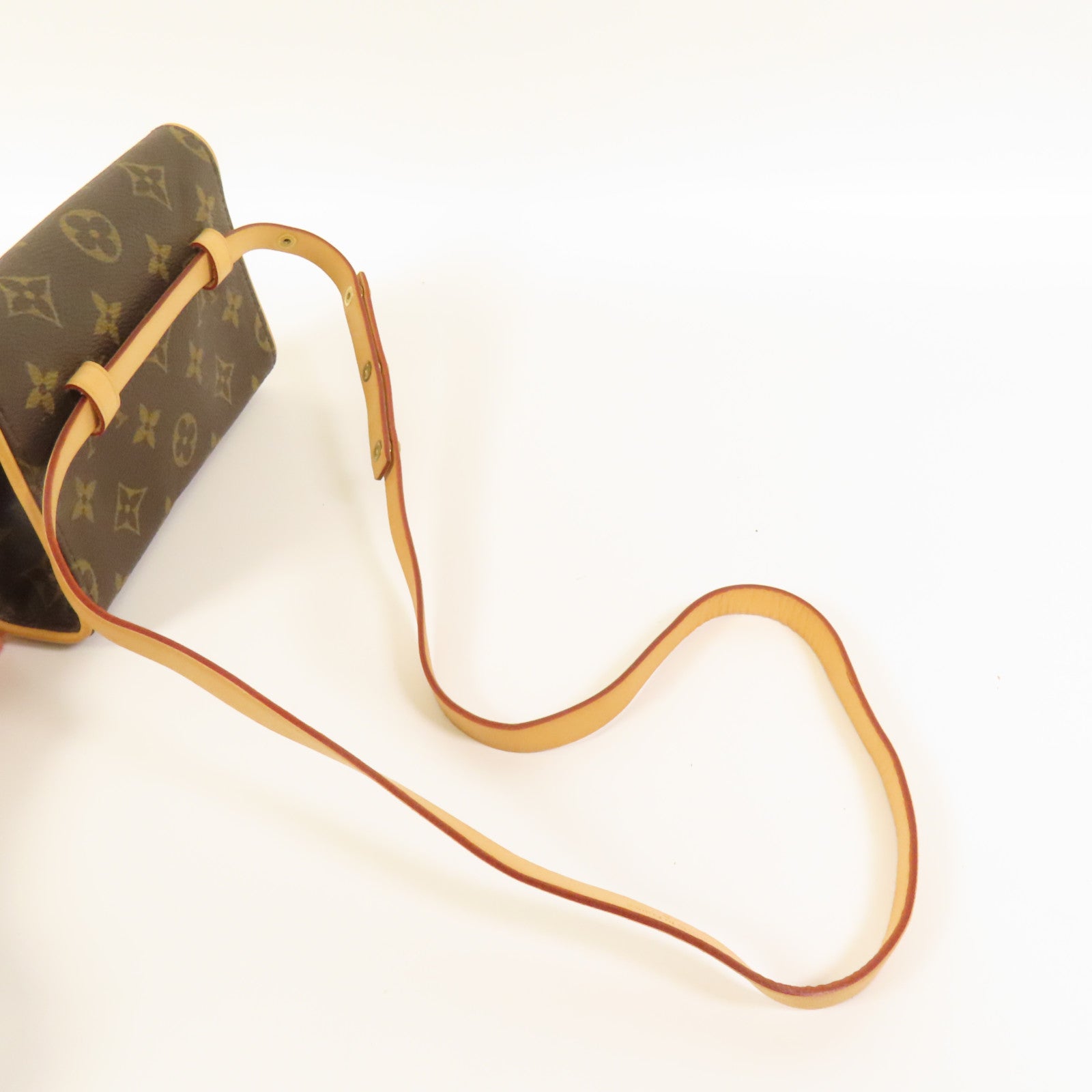LOUIS VUITTON Monogram Pochette Florentine金扣腰包棕色