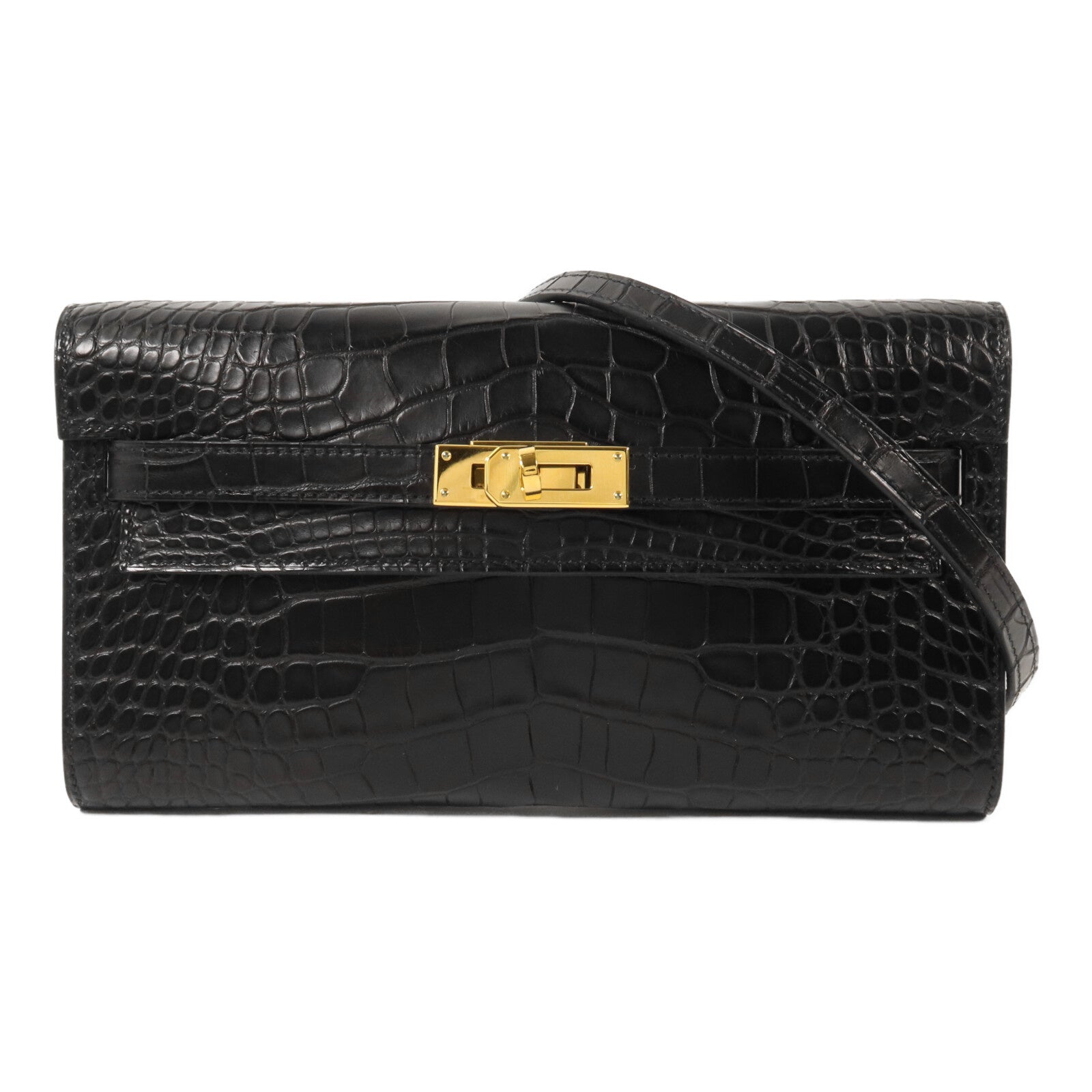 HERMES 鱷魚皮革Kelly To Go肩背袋Noir