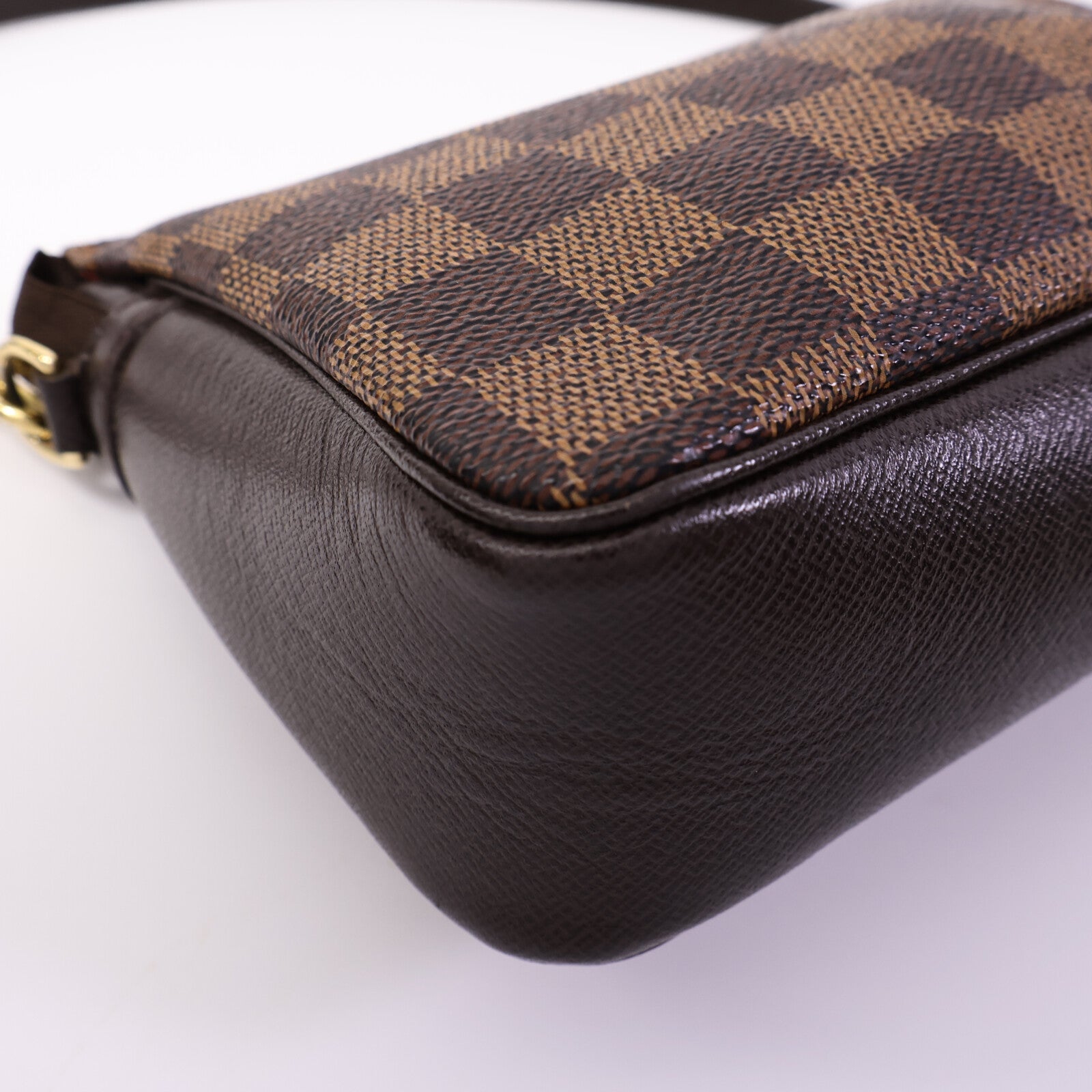 LOUIS VUITTON Damier Trousse Makeup Accessory Pouch金扣手挽袋棕色