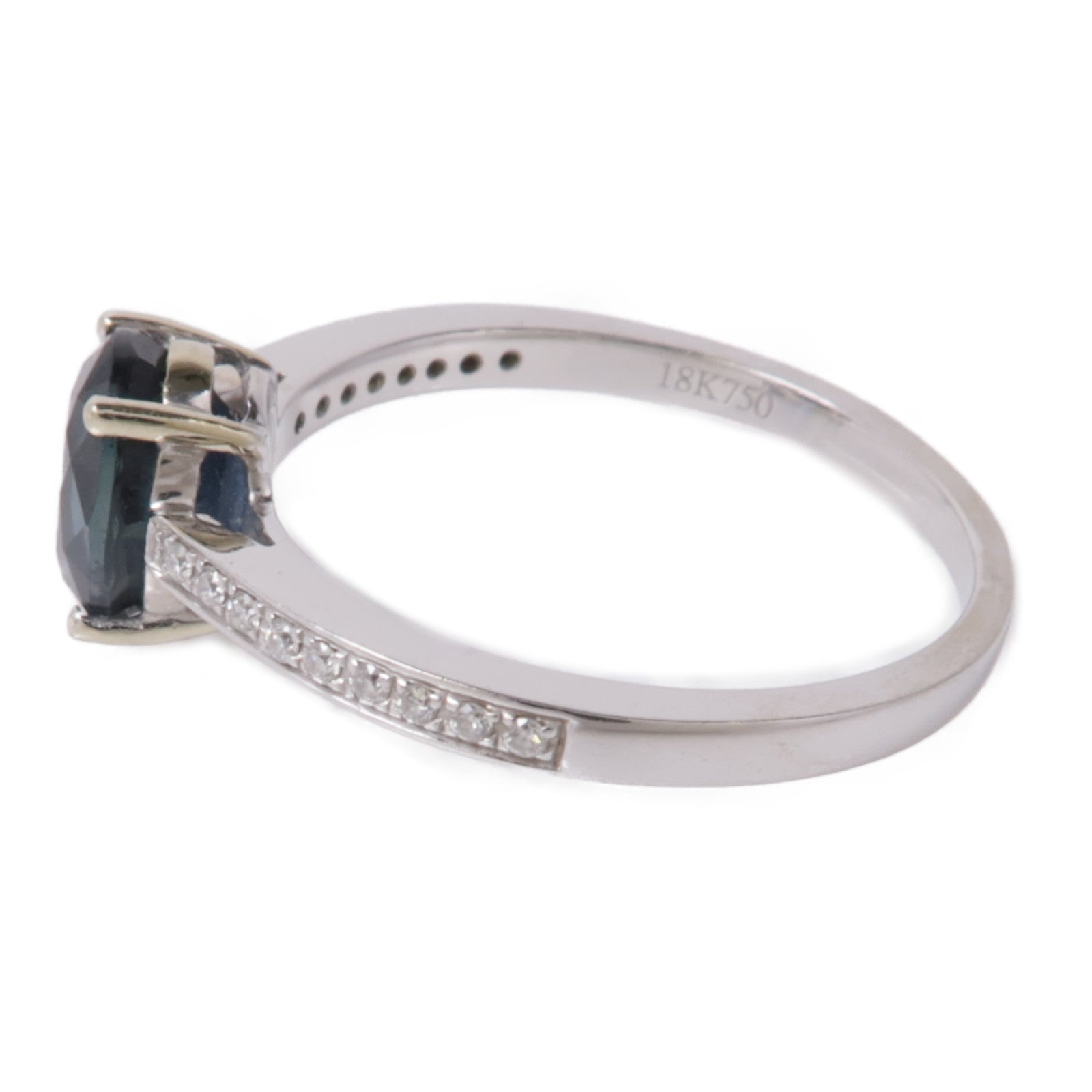 JEWELRY 18K白金Blue Sapphire/Diamond Ring藍寶石/鑽石戒指US#7.5