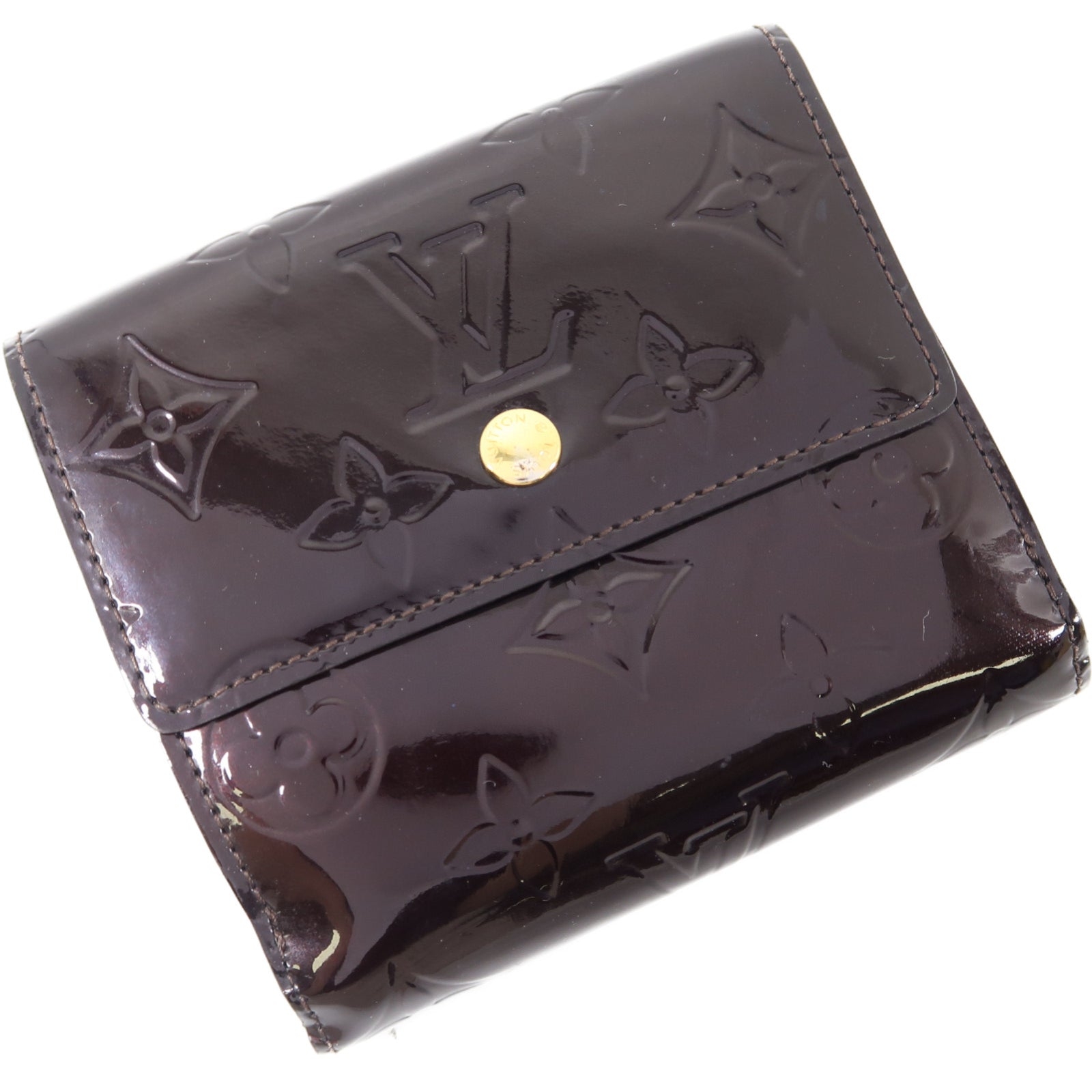 LOUIS VUITTON Vernis Protefeuille Elies金扣錢包酒紅色